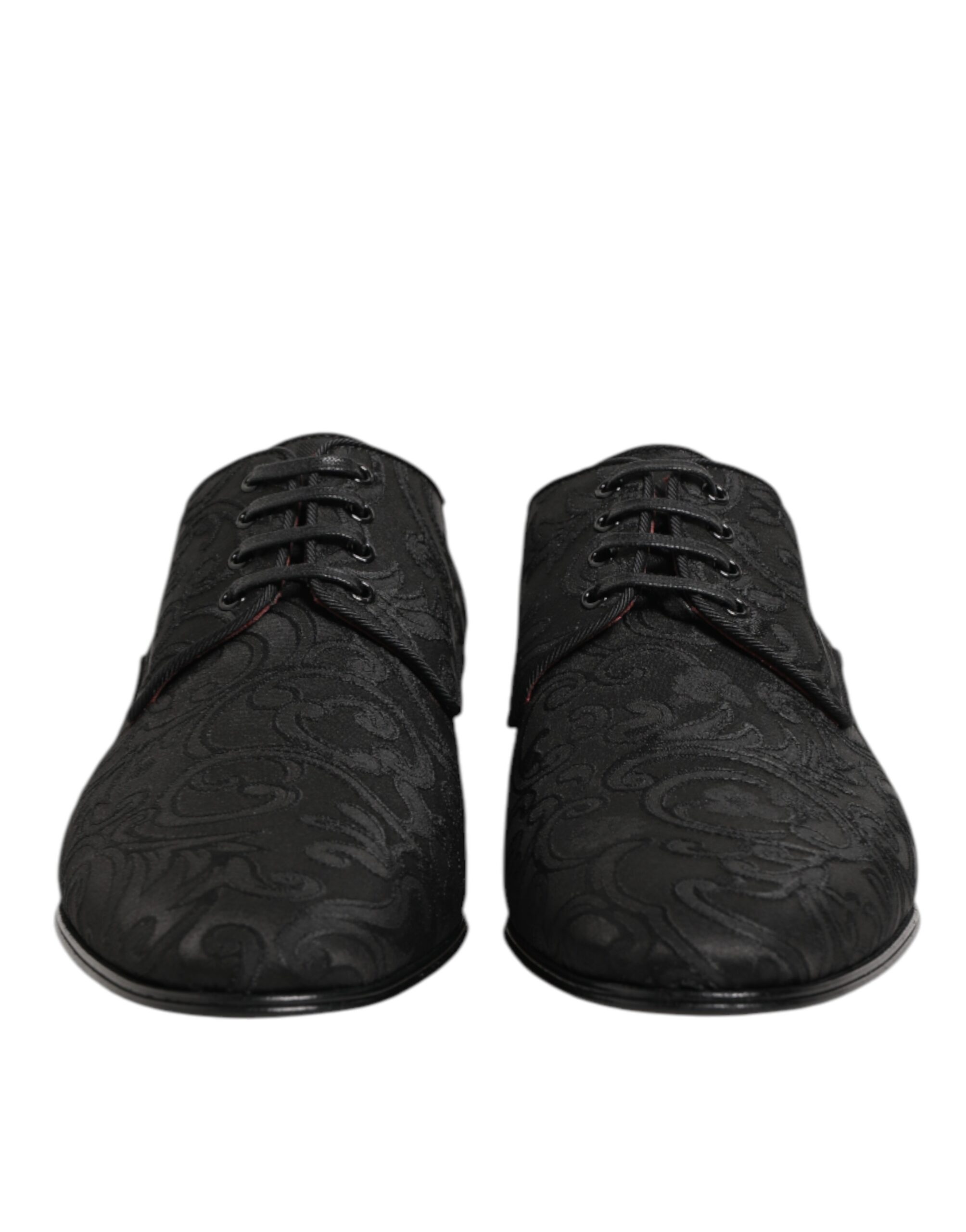 Dolce & Gabbana Black Brocade Lace Up Derby Men Dress Shoes - Image 3