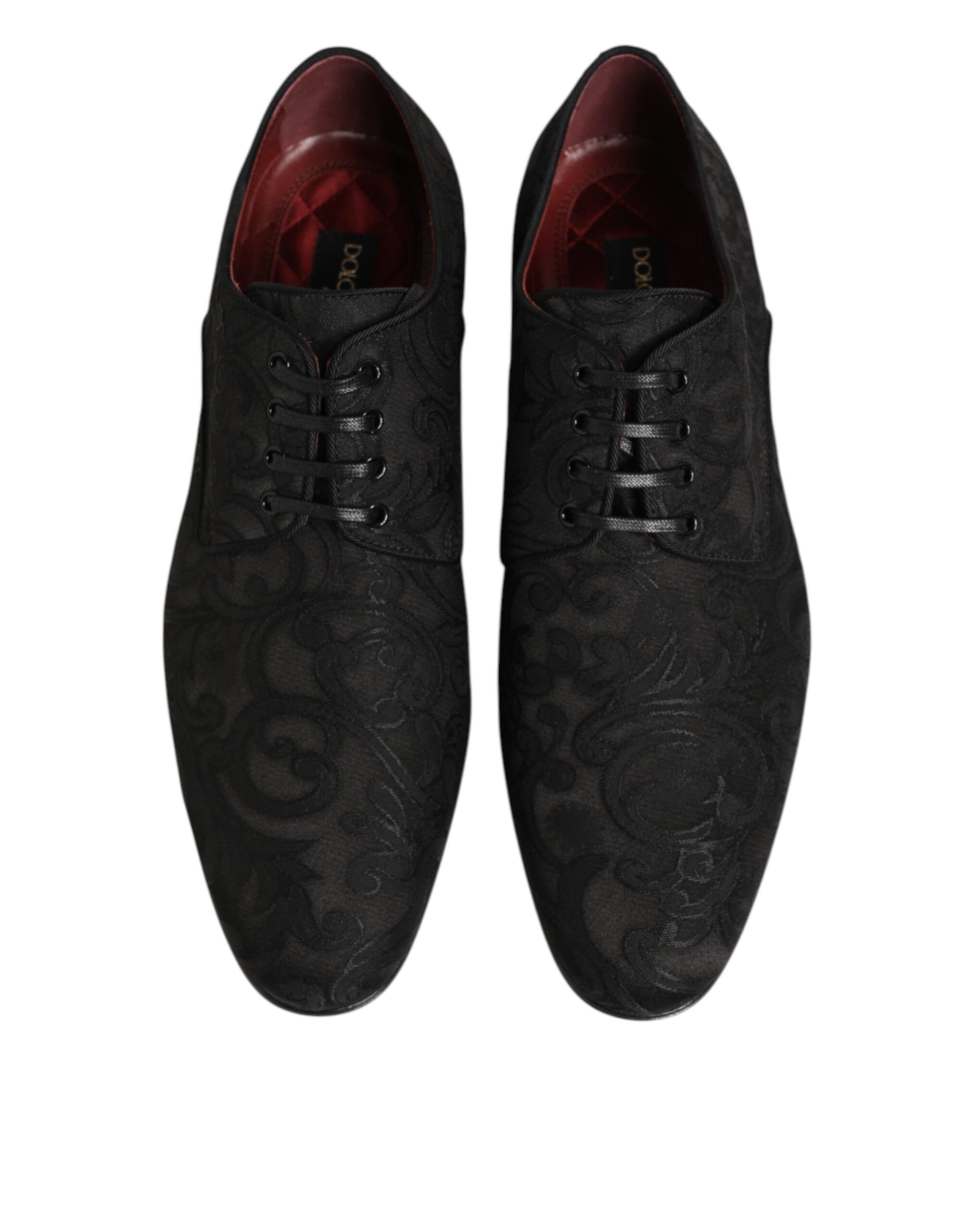 Dolce & Gabbana Black Brocade Lace Up Derby Men Dress Shoes - Image 4