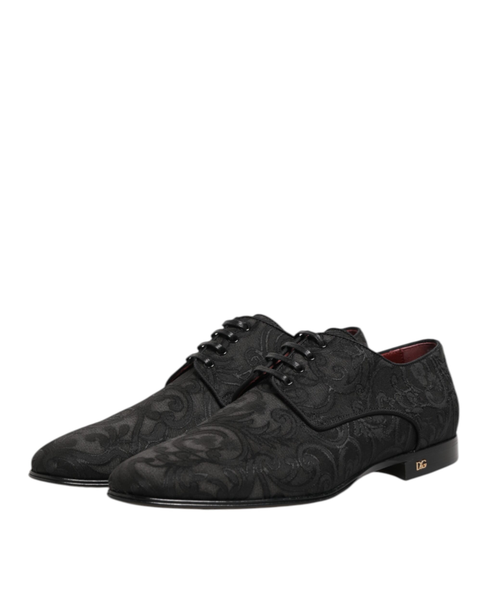 Dolce & Gabbana Black Brocade Lace Up Derby Men Dress Shoes - Image 5