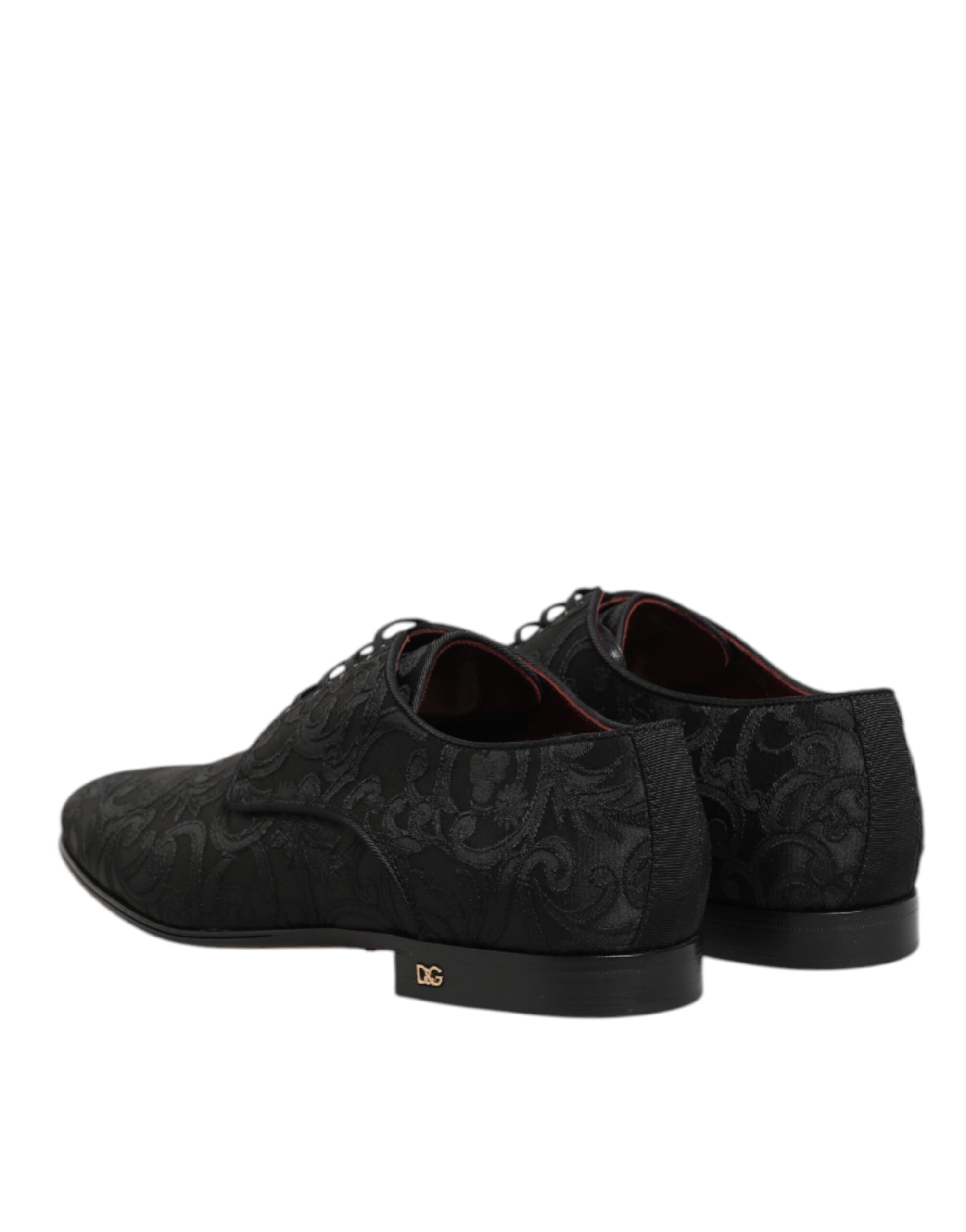 Dolce & Gabbana Black Brocade Lace Up Derby Men Dress Shoes - Image 6