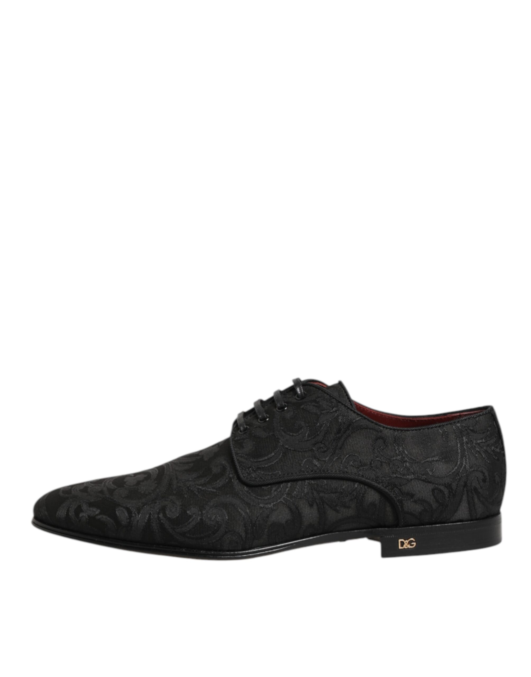 Dolce & Gabbana Black Brocade Lace Up Derby Men Dress Shoes - Image 7