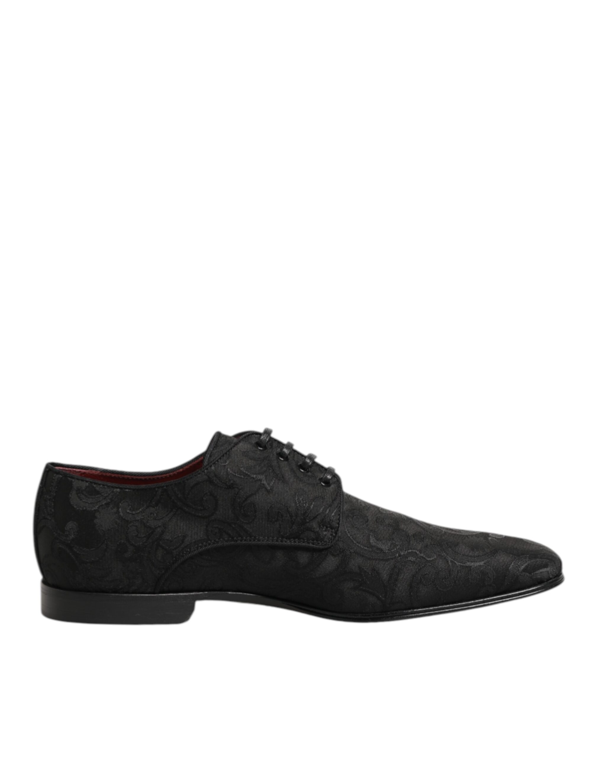 Dolce & Gabbana Black Brocade Lace Up Derby Men Dress Shoes - Image 2