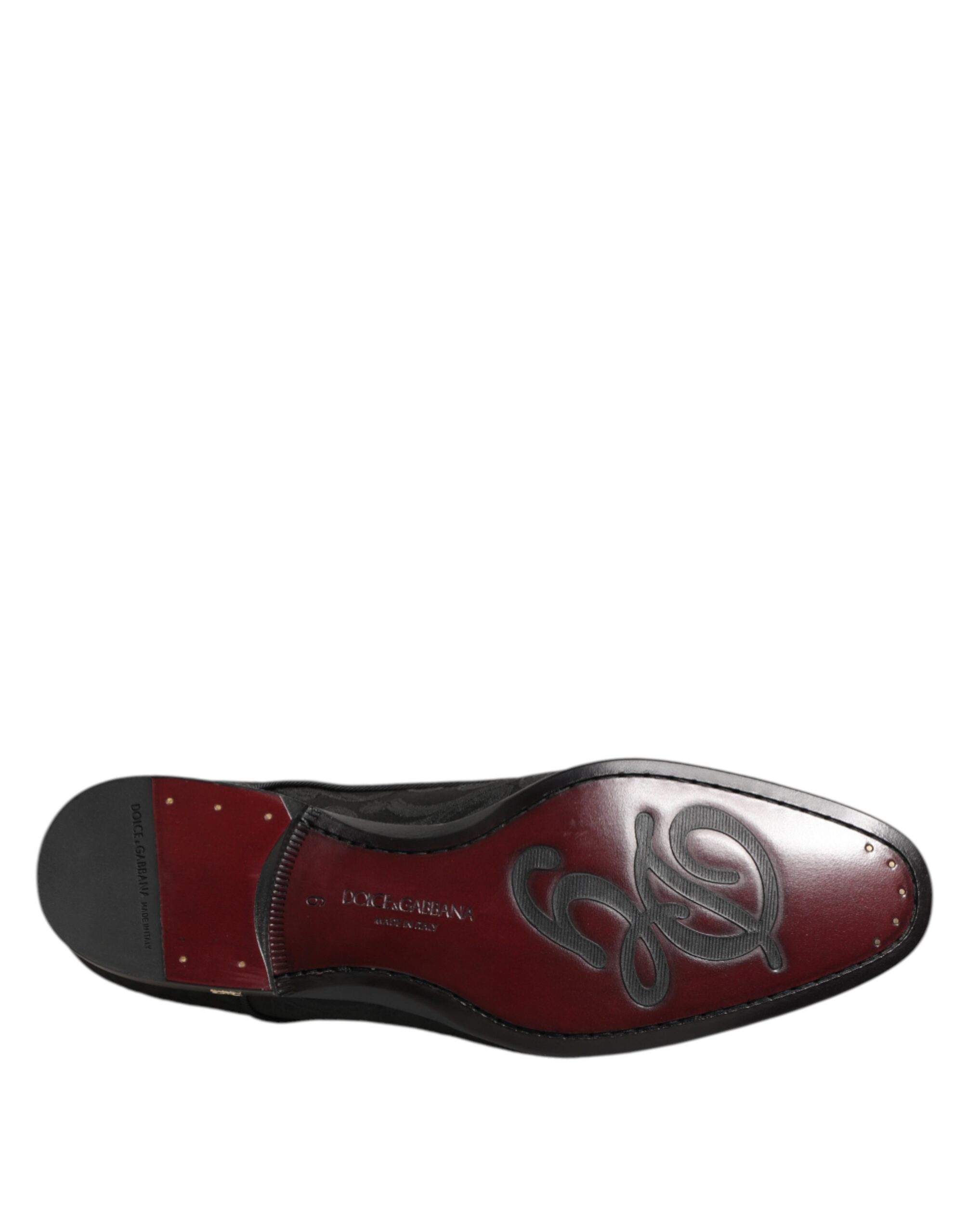 Dolce & Gabbana Black Brocade Lace Up Derby Men Dress Shoes - Image 8