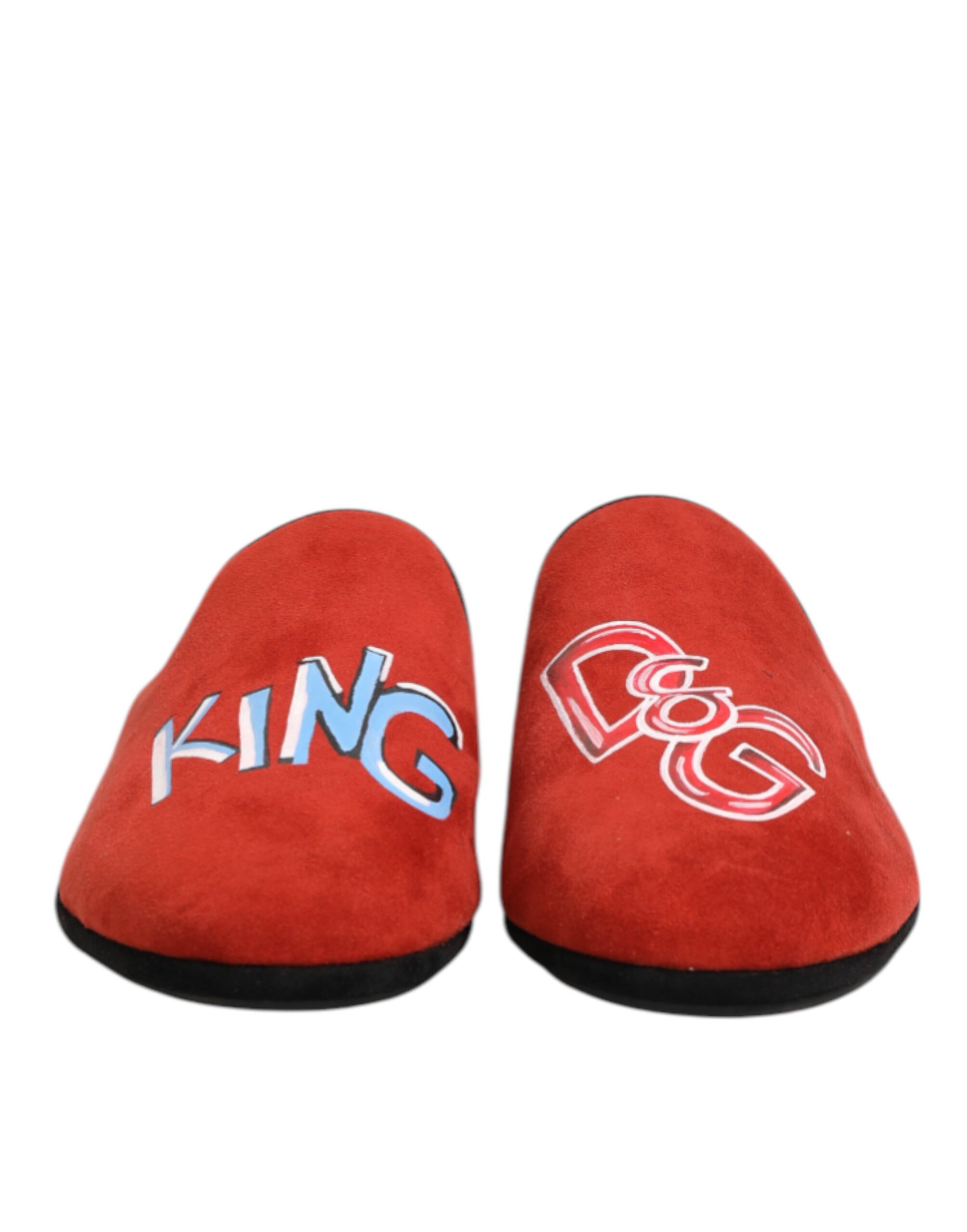 Dolce & Gabbana Red Suede DG King Men House Slippers Shoes - Image 3