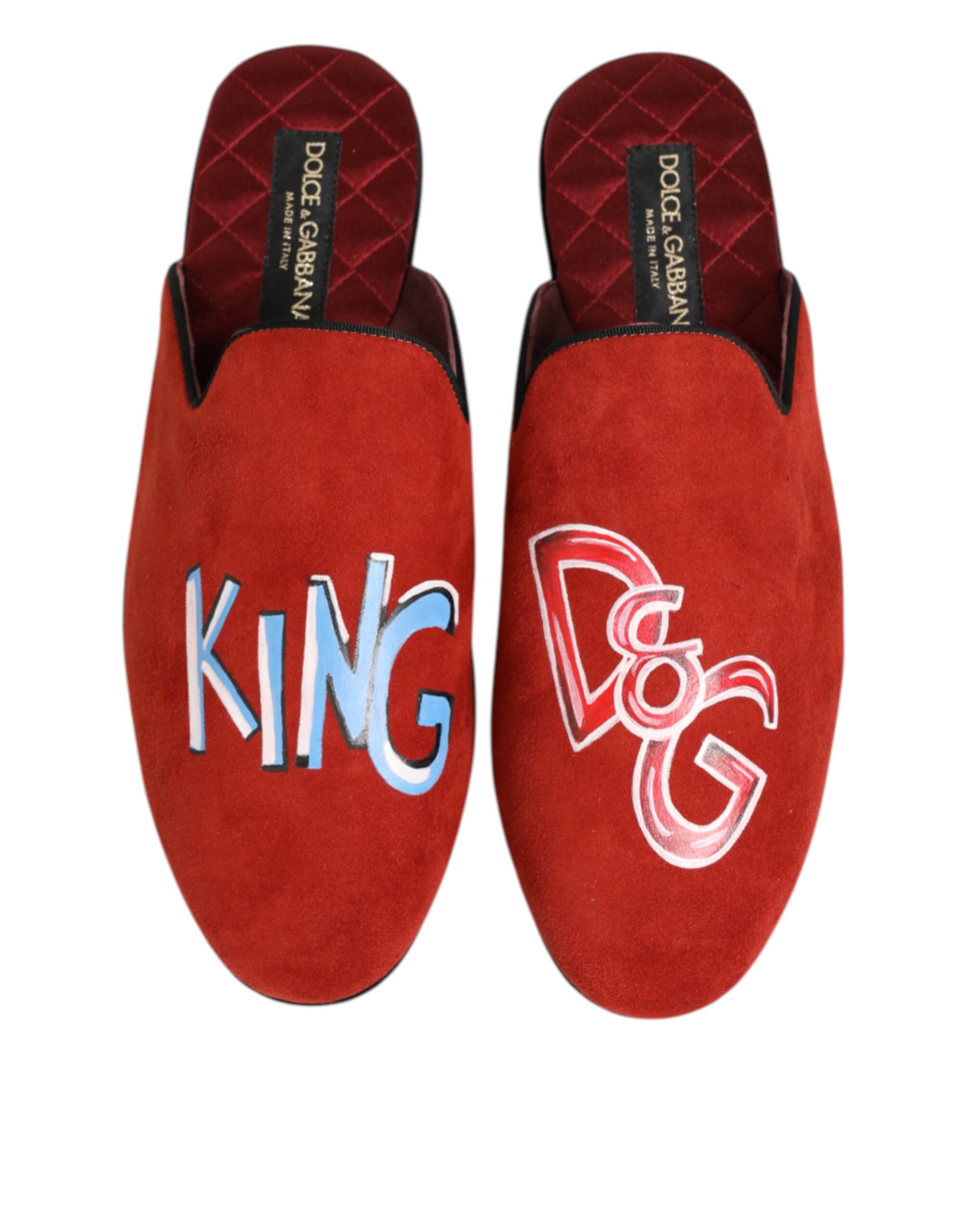 Dolce & Gabbana Red Suede DG King Men House Slippers Shoes - Image 4
