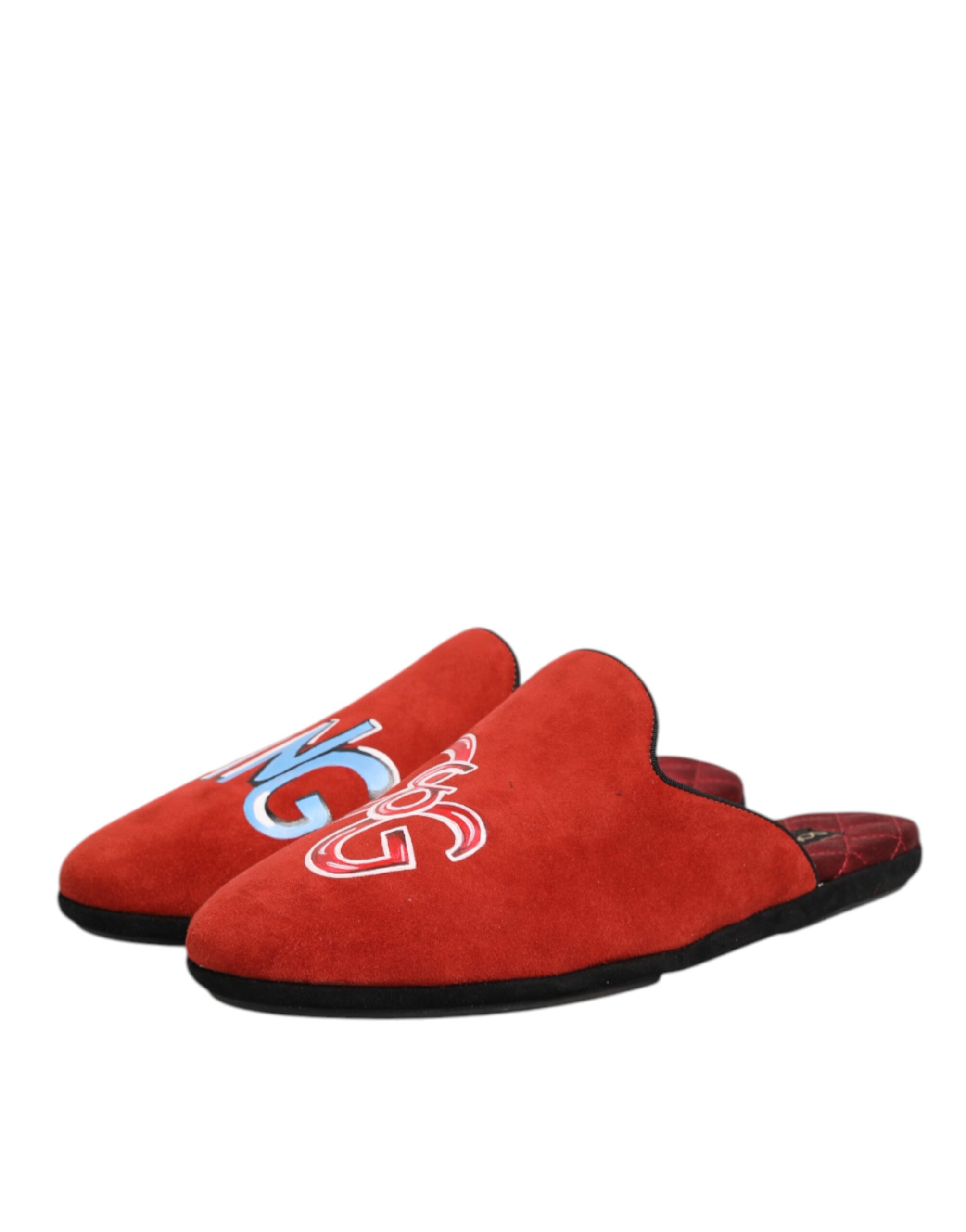 Dolce & Gabbana Red Suede DG King Men House Slippers Shoes - Image 5