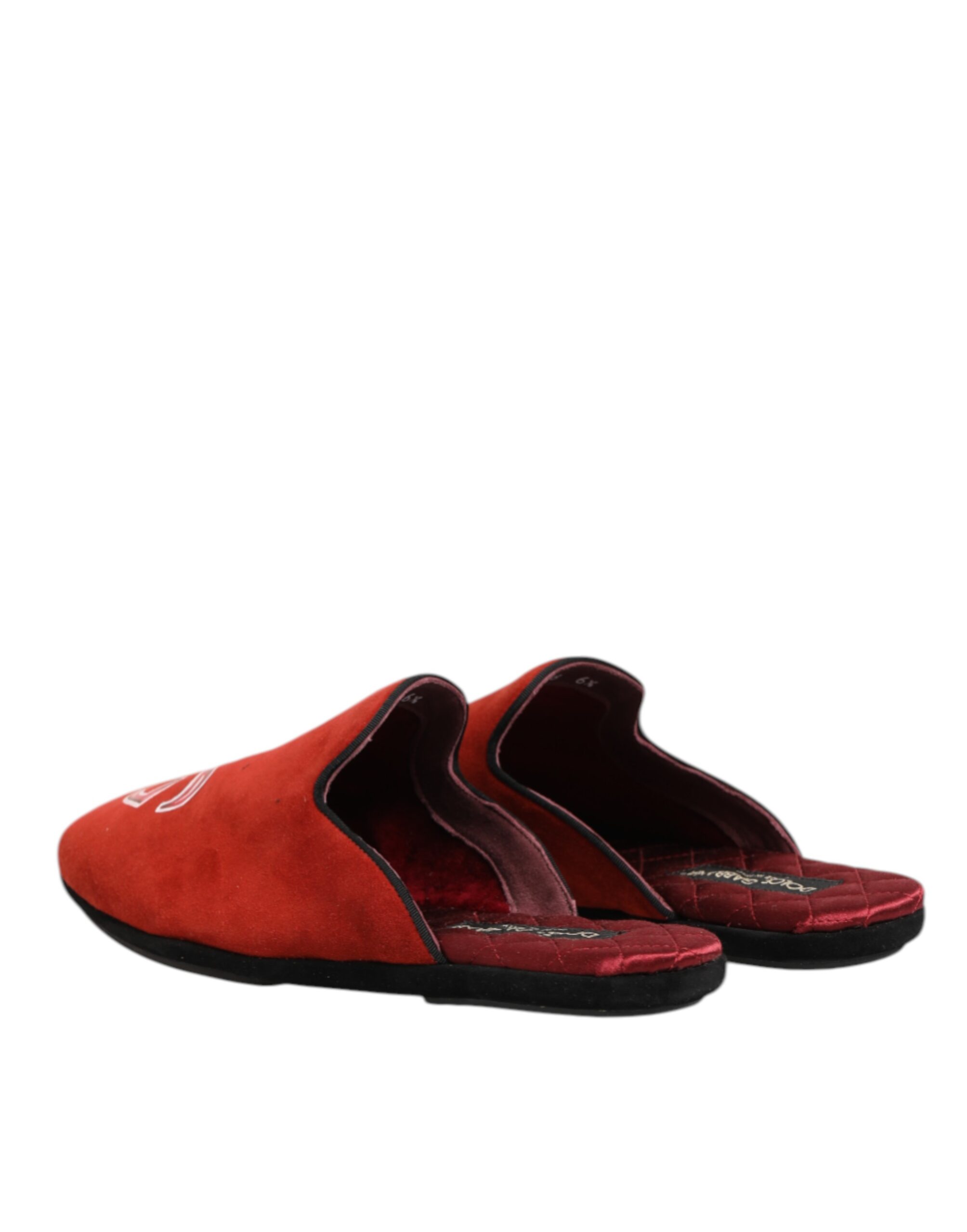 Dolce & Gabbana Red Suede DG King Men House Slippers Shoes - Image 6
