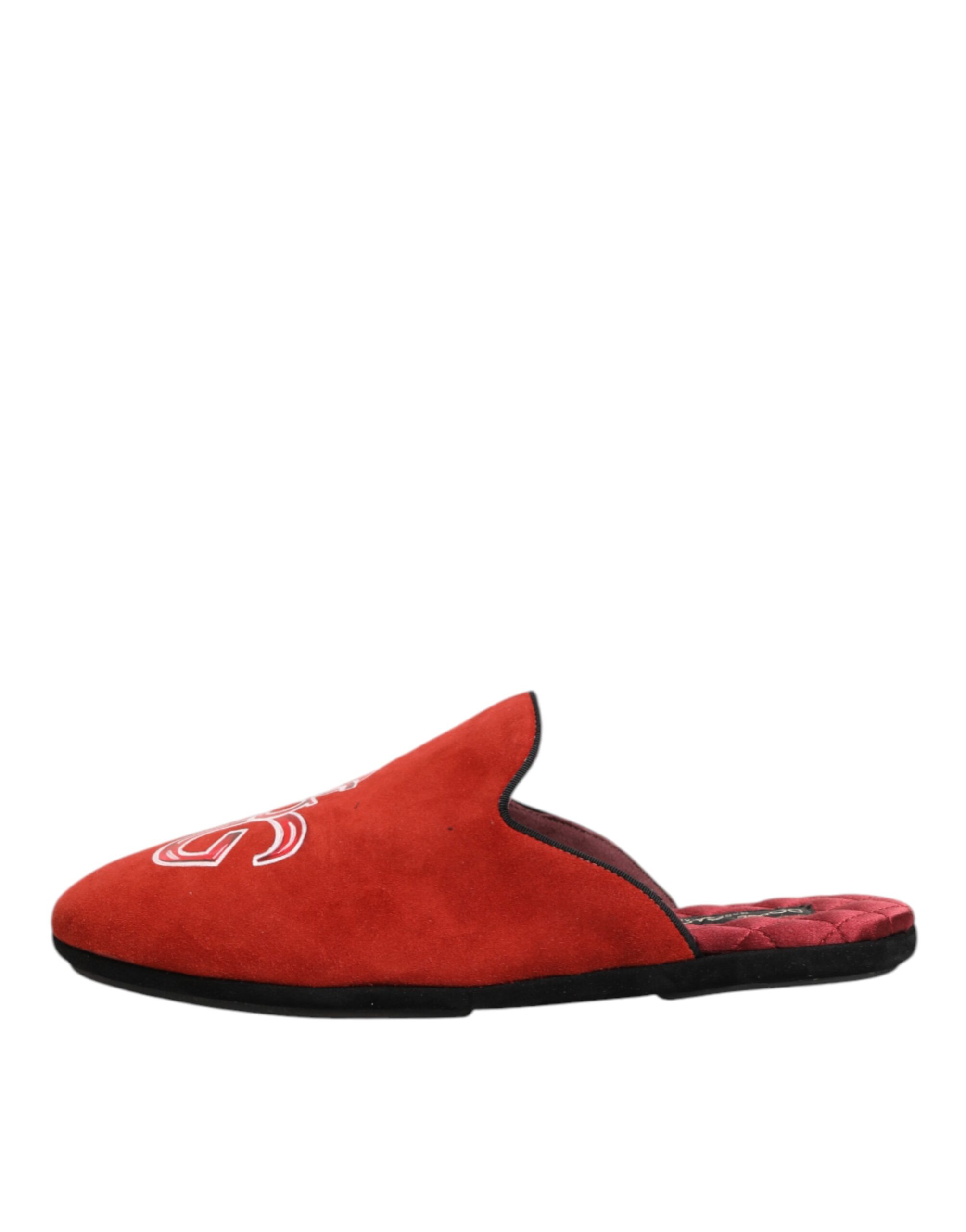 Dolce & Gabbana Red Suede DG King Men House Slippers Shoes - Image 7