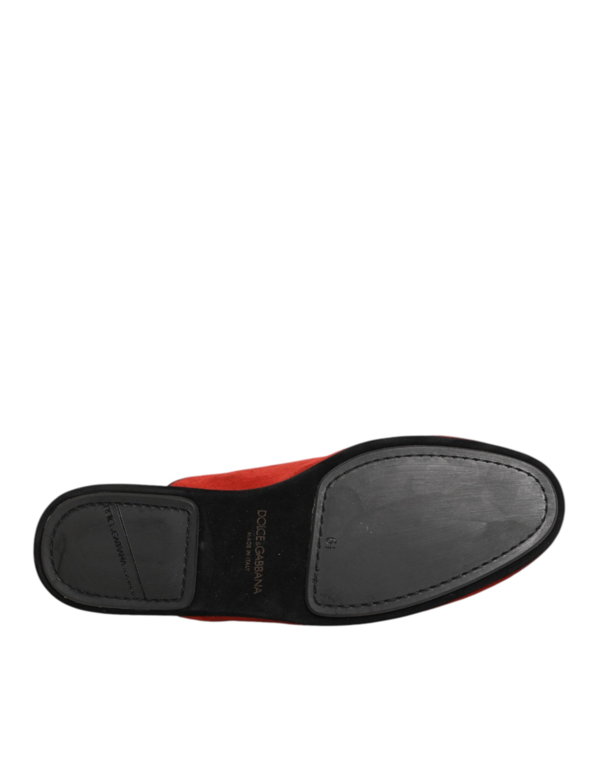 Dolce & Gabbana Red Suede DG King Men House Slippers Shoes - Image 8