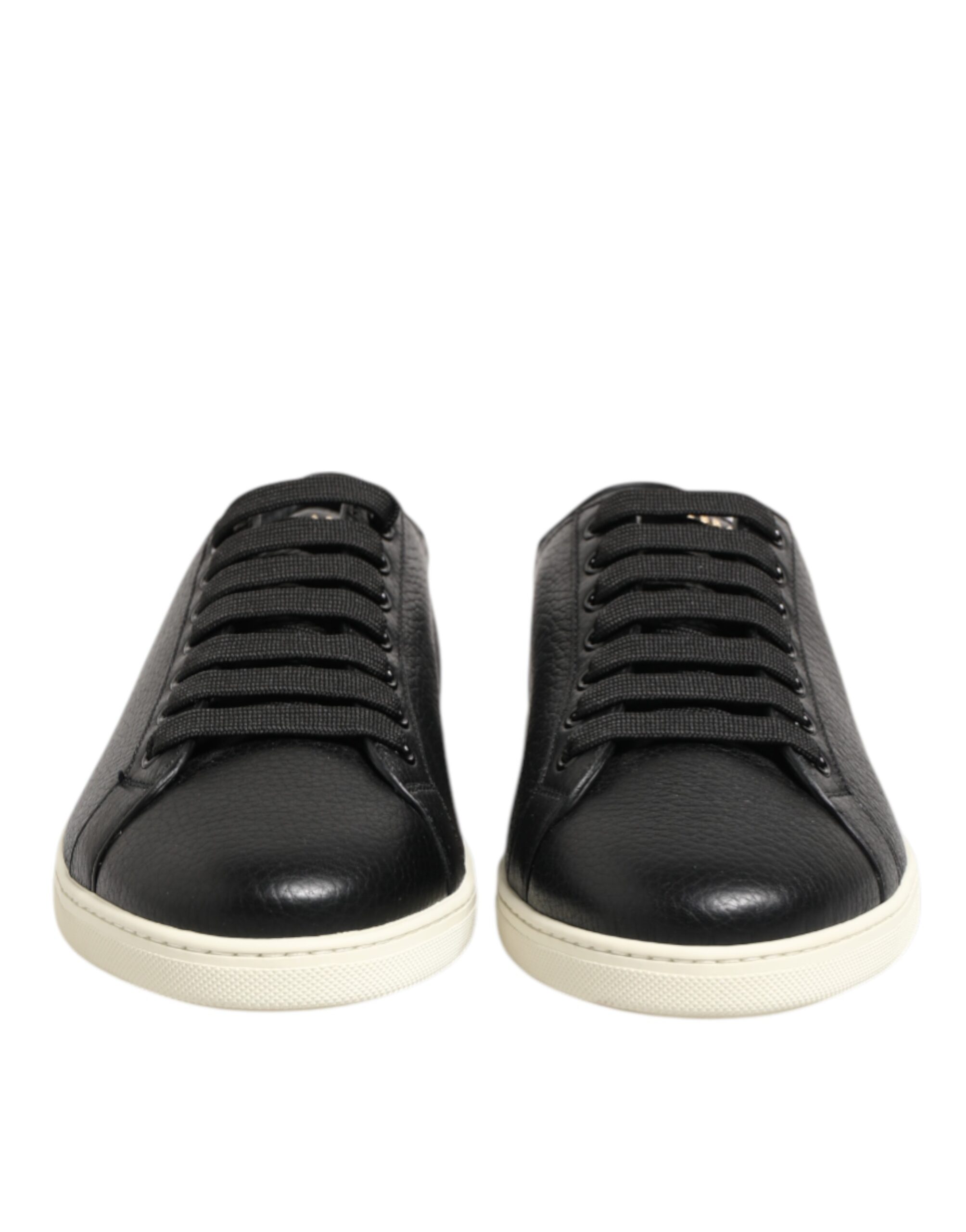 Dolce & Gabbana Black Leather Lace Up Low Top Sneakers Shoes - Image 3