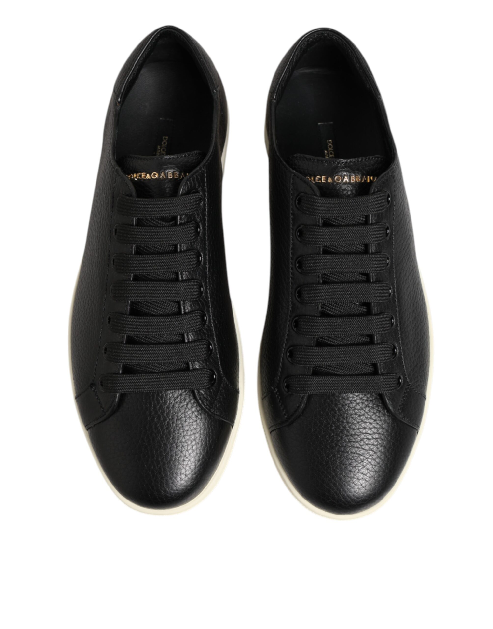 Dolce & Gabbana Black Leather Lace Up Low Top Sneakers Shoes - Image 4