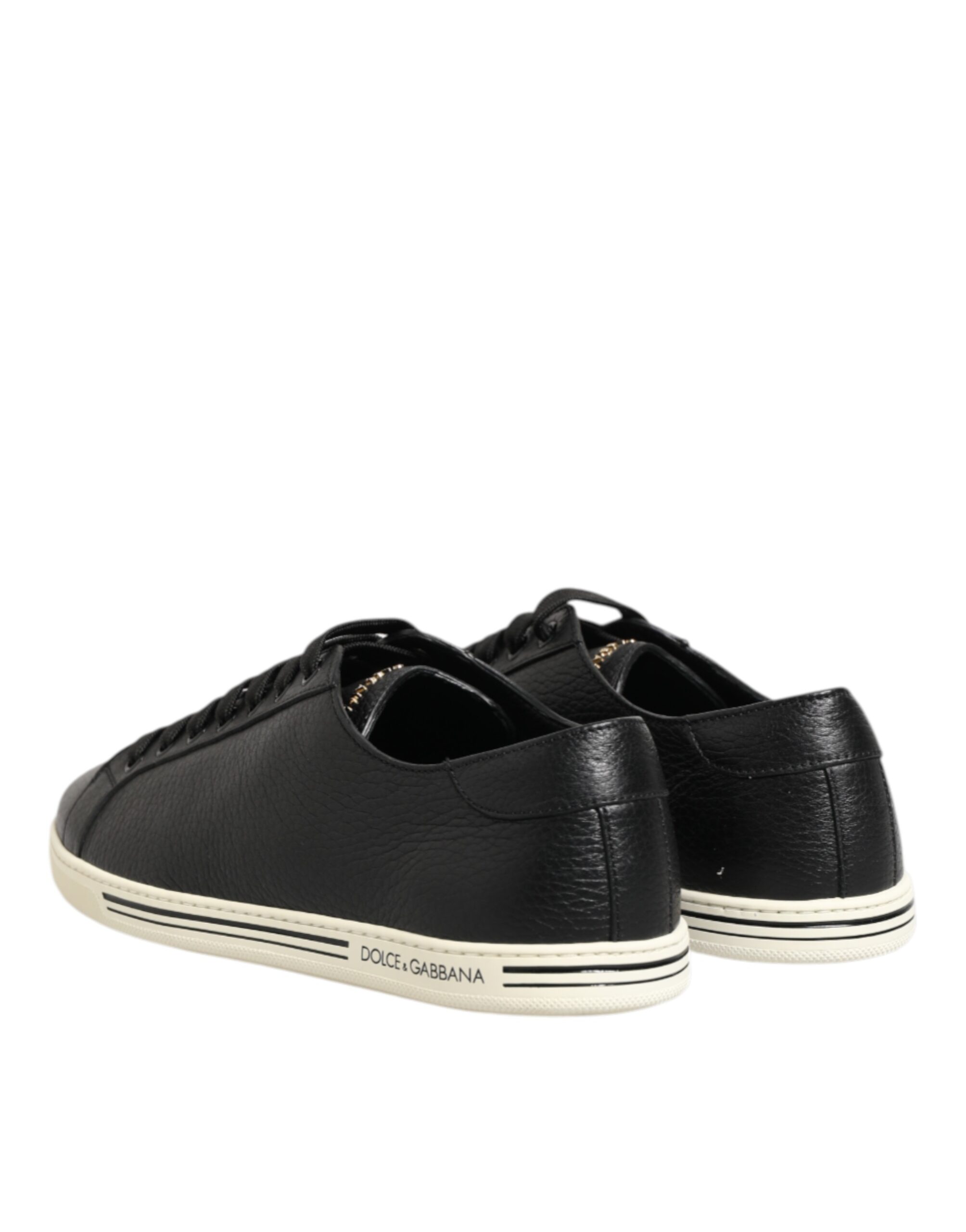 Dolce & Gabbana Black Leather Lace Up Low Top Sneakers Shoes - Image 6