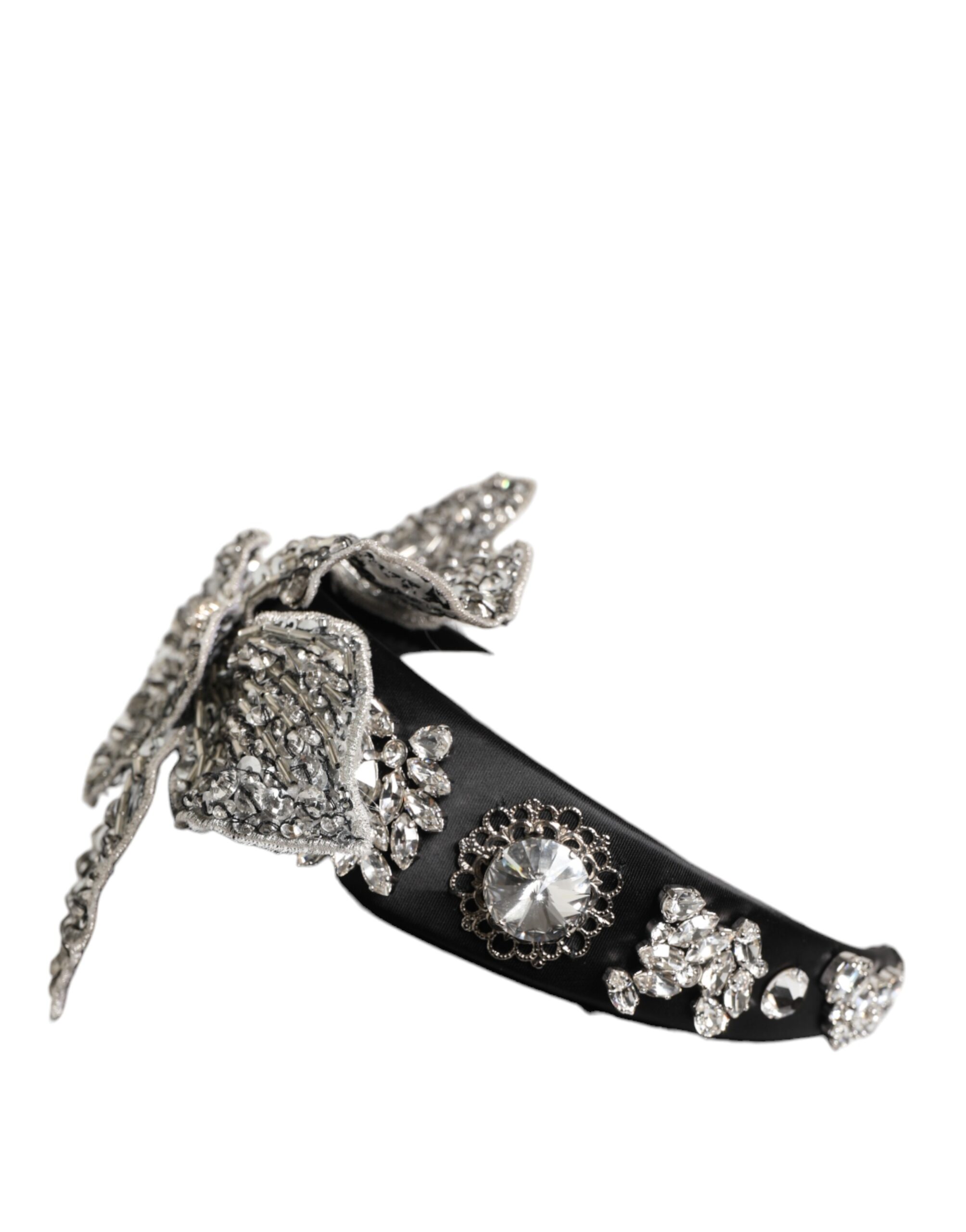 Dolce & Gabbana Black Hair Flower Crystal LIMONI Women Headband Diadem - Image 3