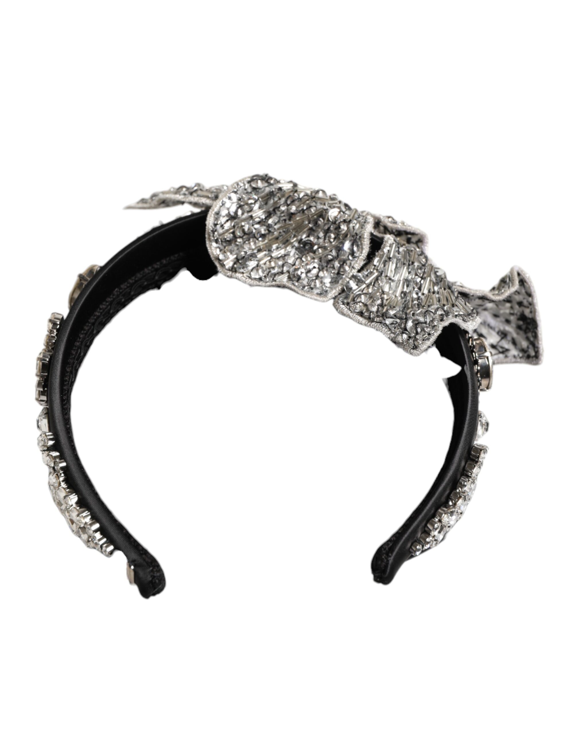 Dolce & Gabbana Black Hair Flower Crystal LIMONI Women Headband Diadem - Image 4