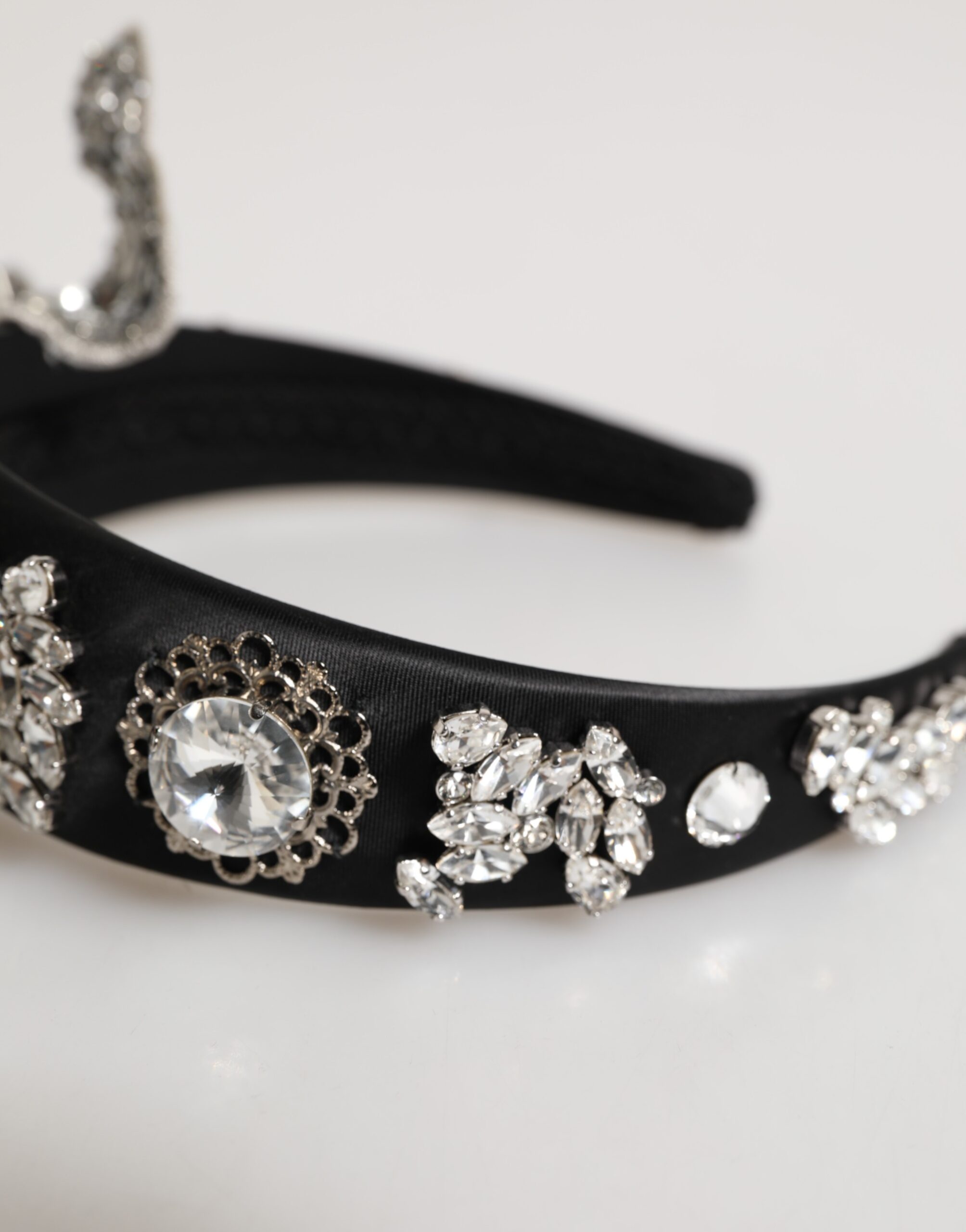 Dolce & Gabbana Black Hair Flower Crystal LIMONI Women Headband Diadem - Image 7