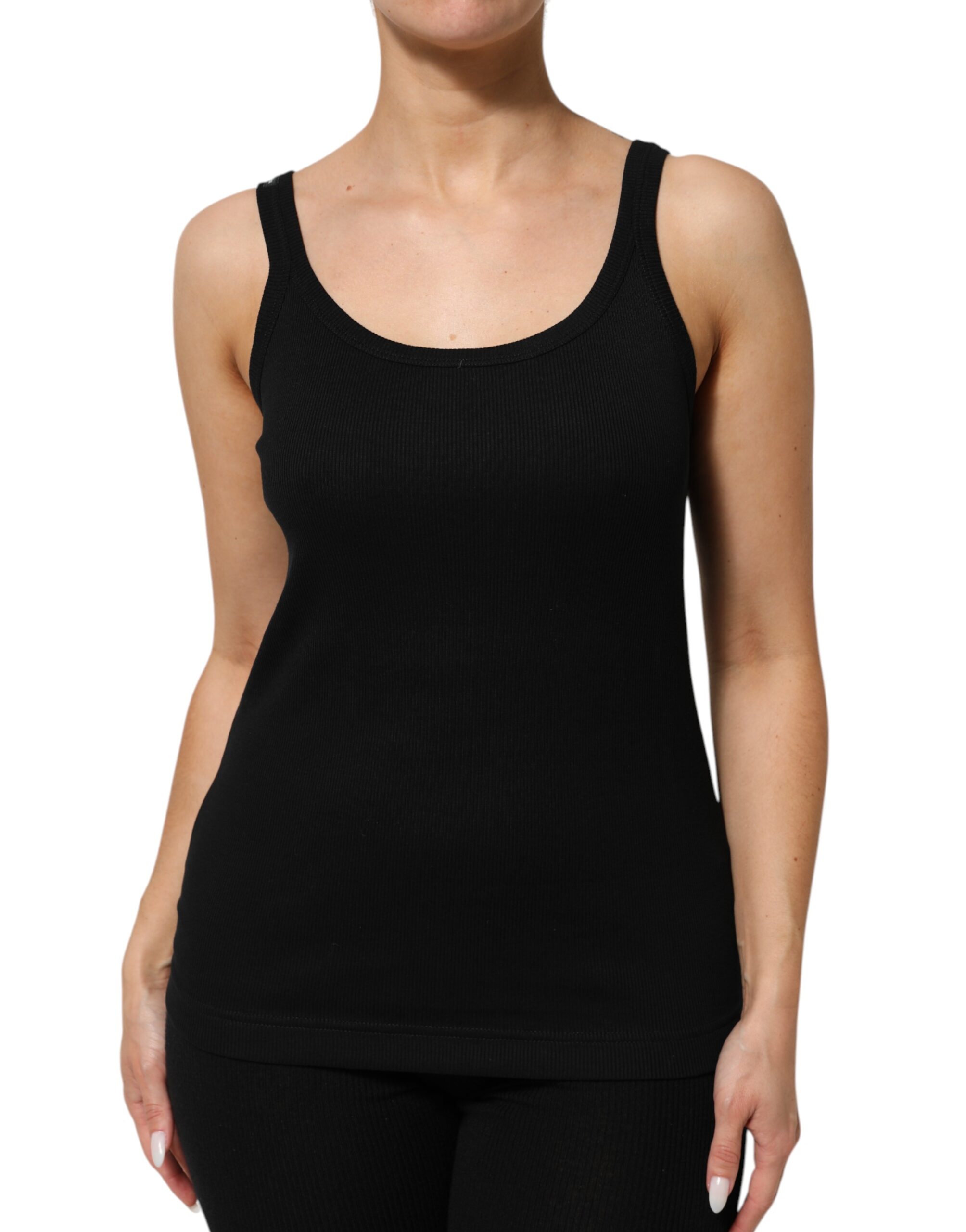 Dolce & Gabbana Black Cotton Sleeveless Women Tank Top - Image 2