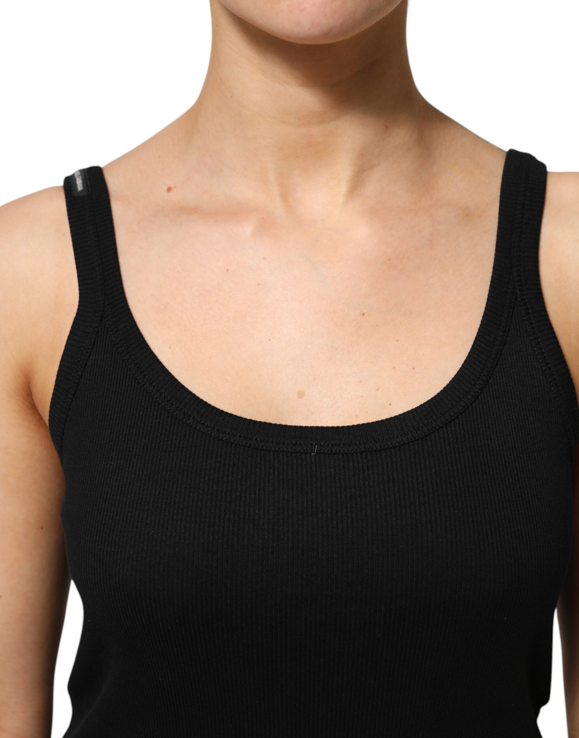 Dolce & Gabbana Black Cotton Sleeveless Women Tank Top - Image 5
