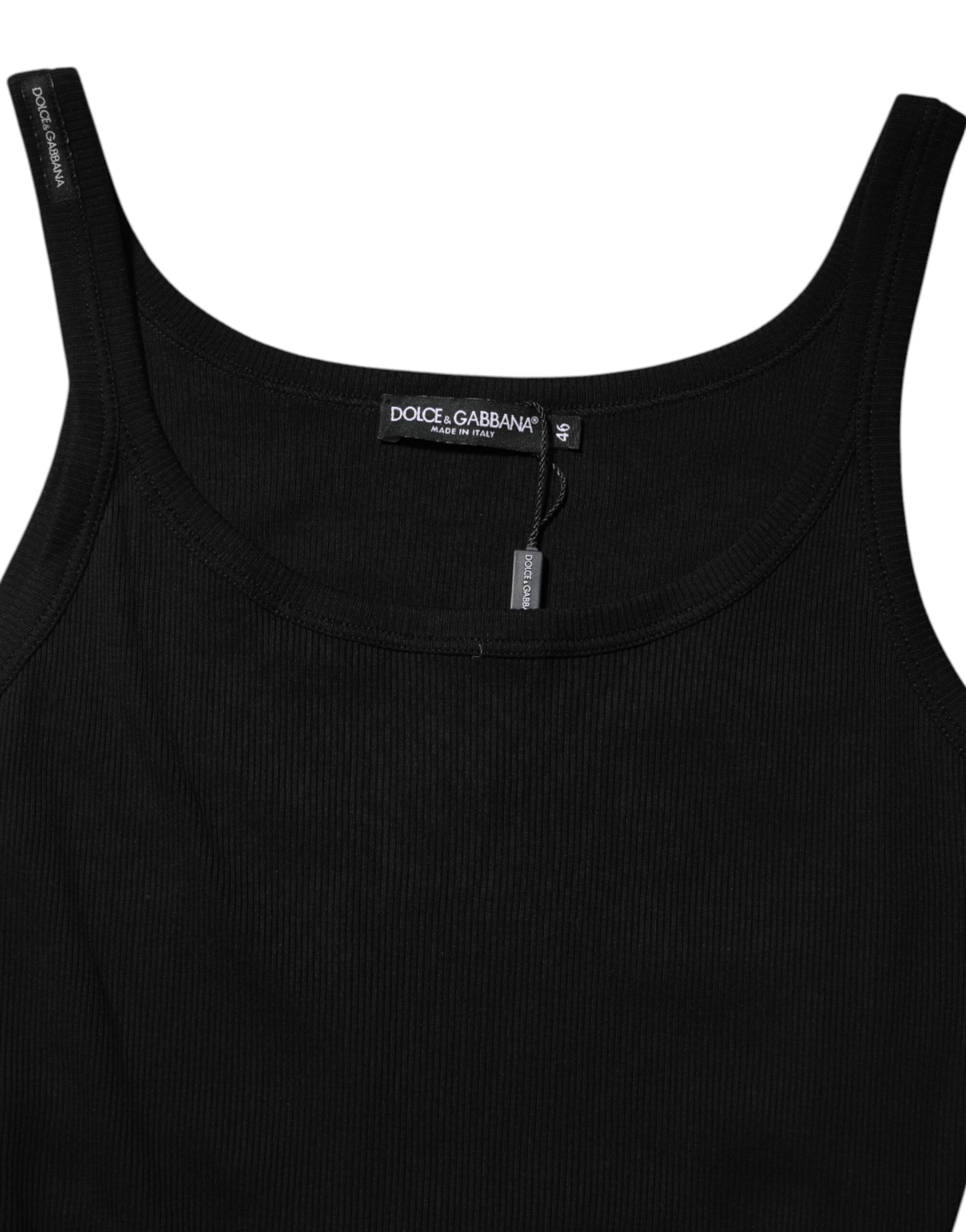 Dolce & Gabbana Black Cotton Sleeveless Women Tank Top - Image 6