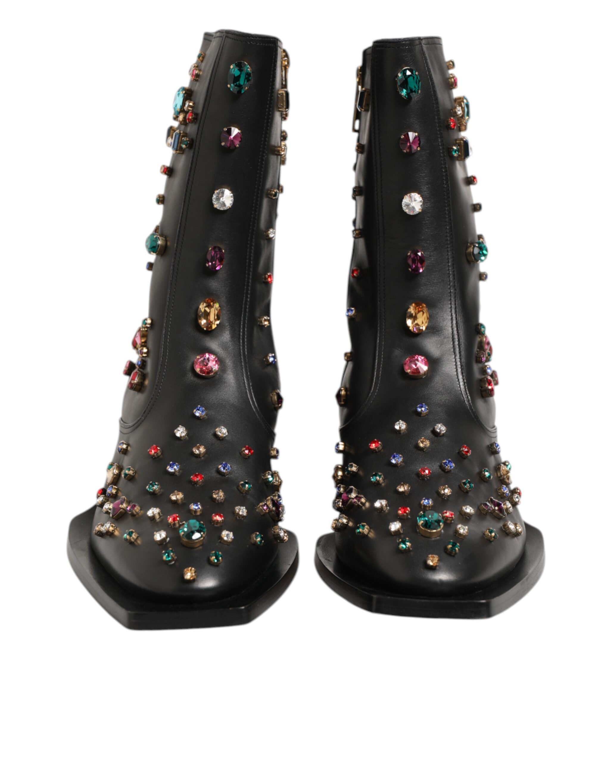 Dolce & Gabbana Black Crystal Embellished Men Short Boots Shoes - Image 3