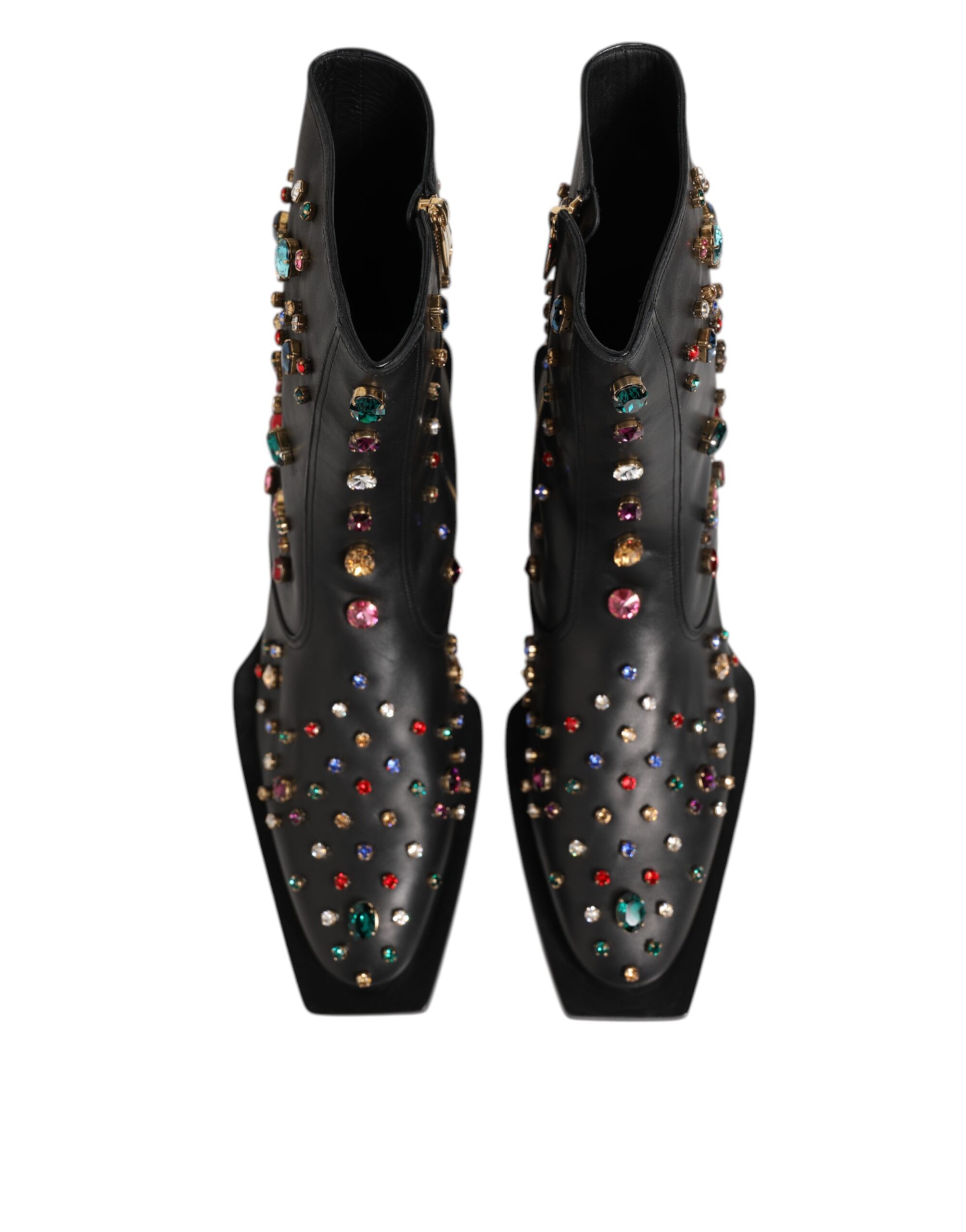 Dolce & Gabbana Black Crystal Embellished Men Short Boots Shoes - Image 4