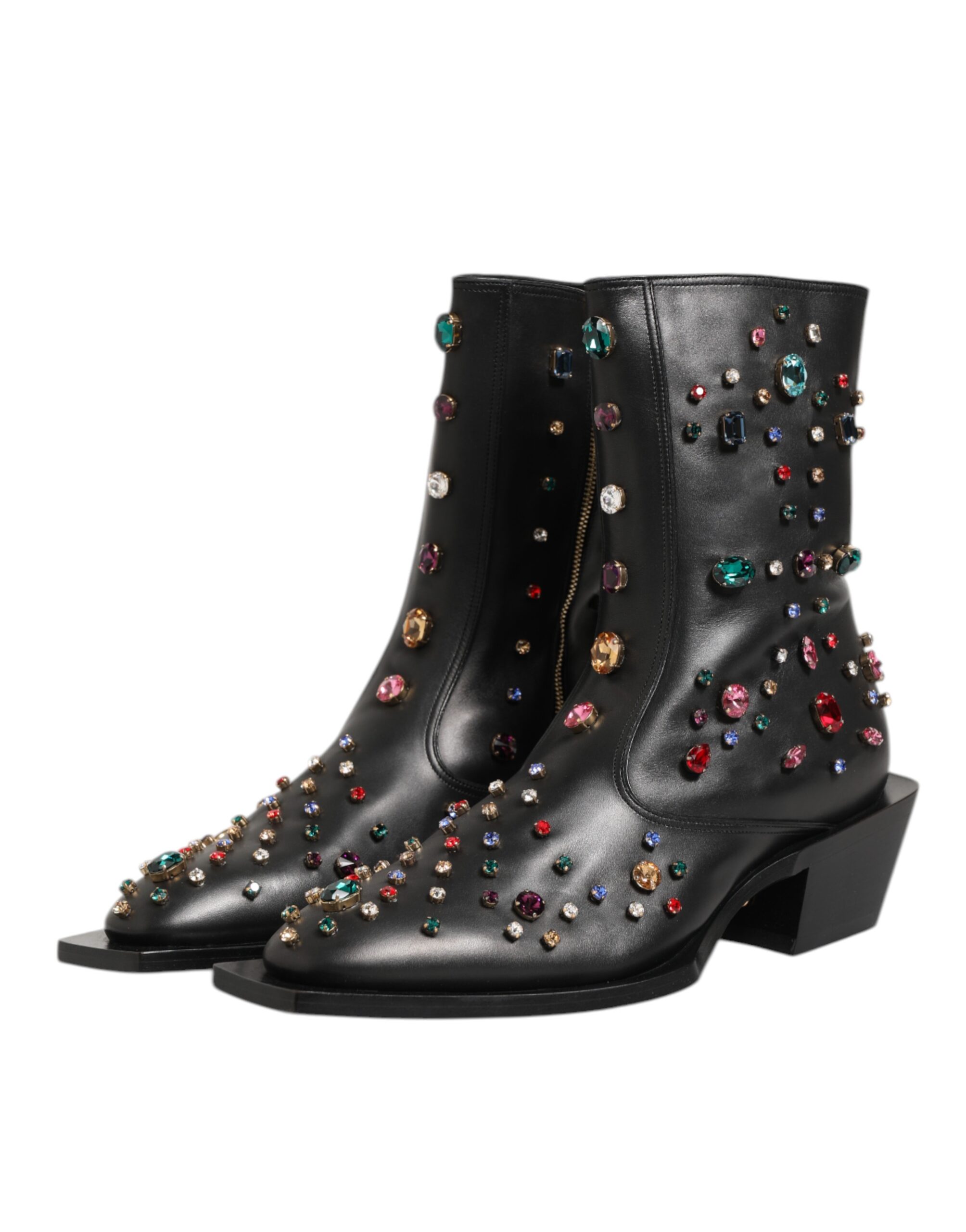 Dolce & Gabbana Black Crystal Embellished Men Short Boots Shoes - Image 5