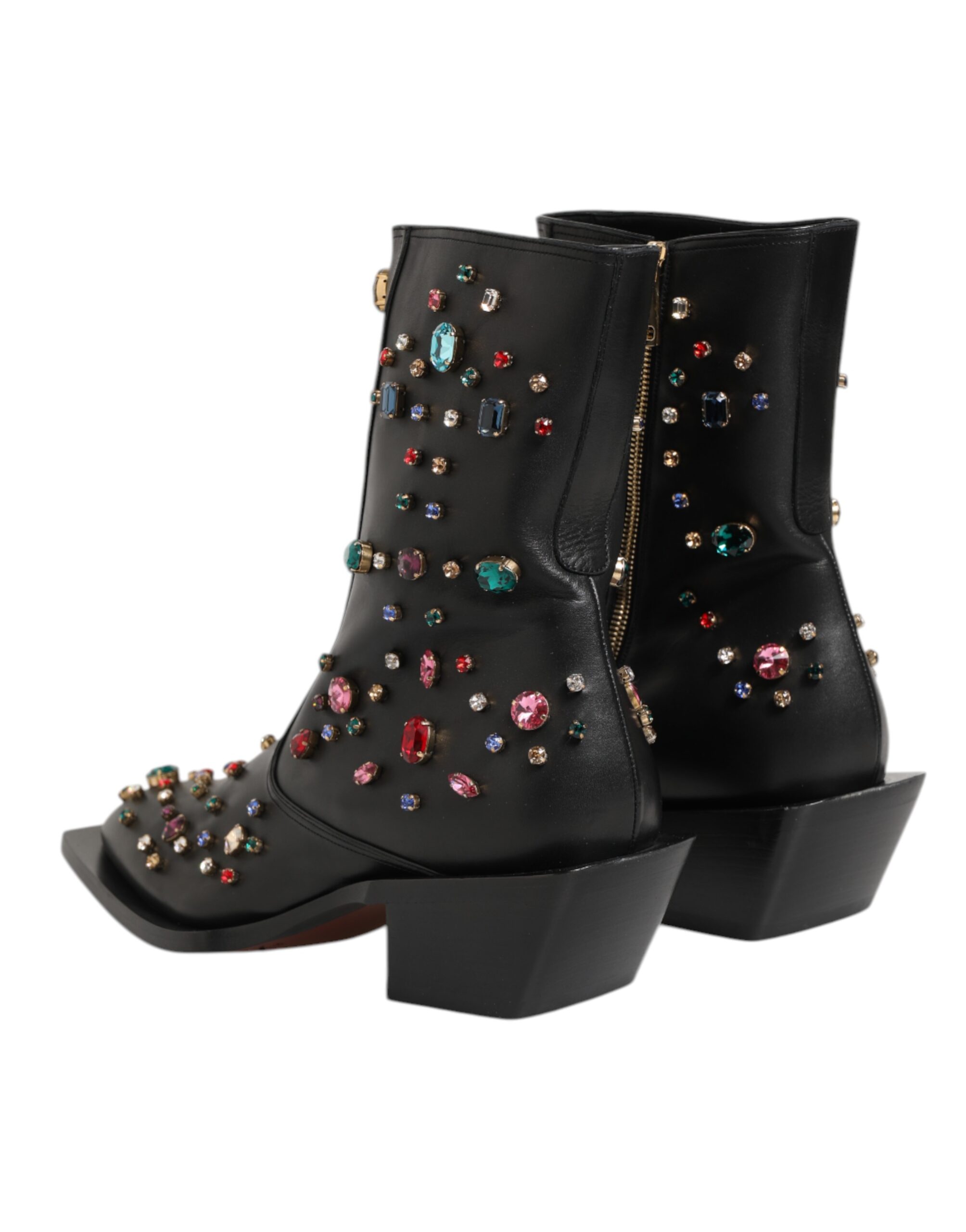 Dolce & Gabbana Black Crystal Embellished Men Short Boots Shoes - Image 6