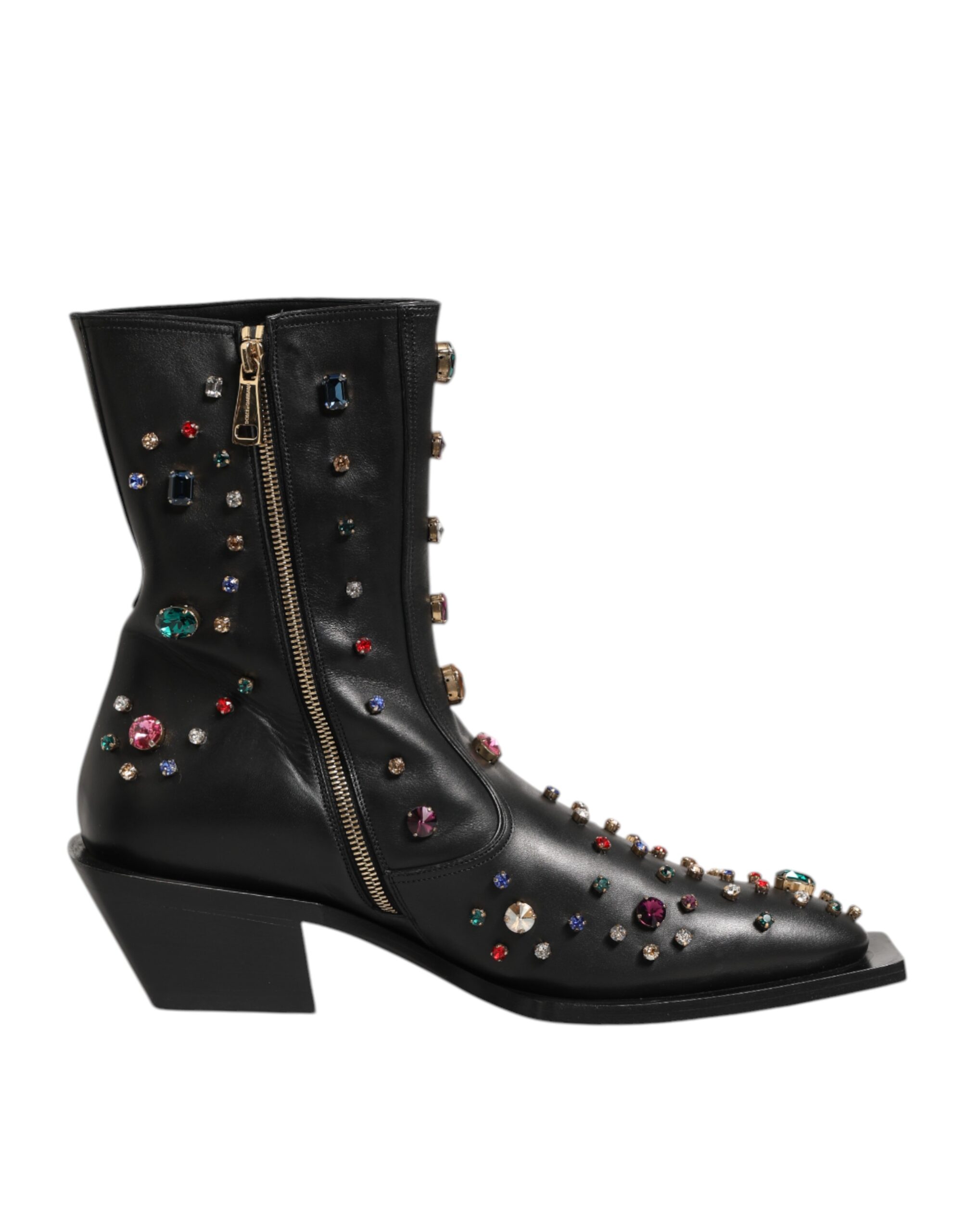 Dolce & Gabbana Black Crystal Embellished Men Short Boots Shoes - Image 2