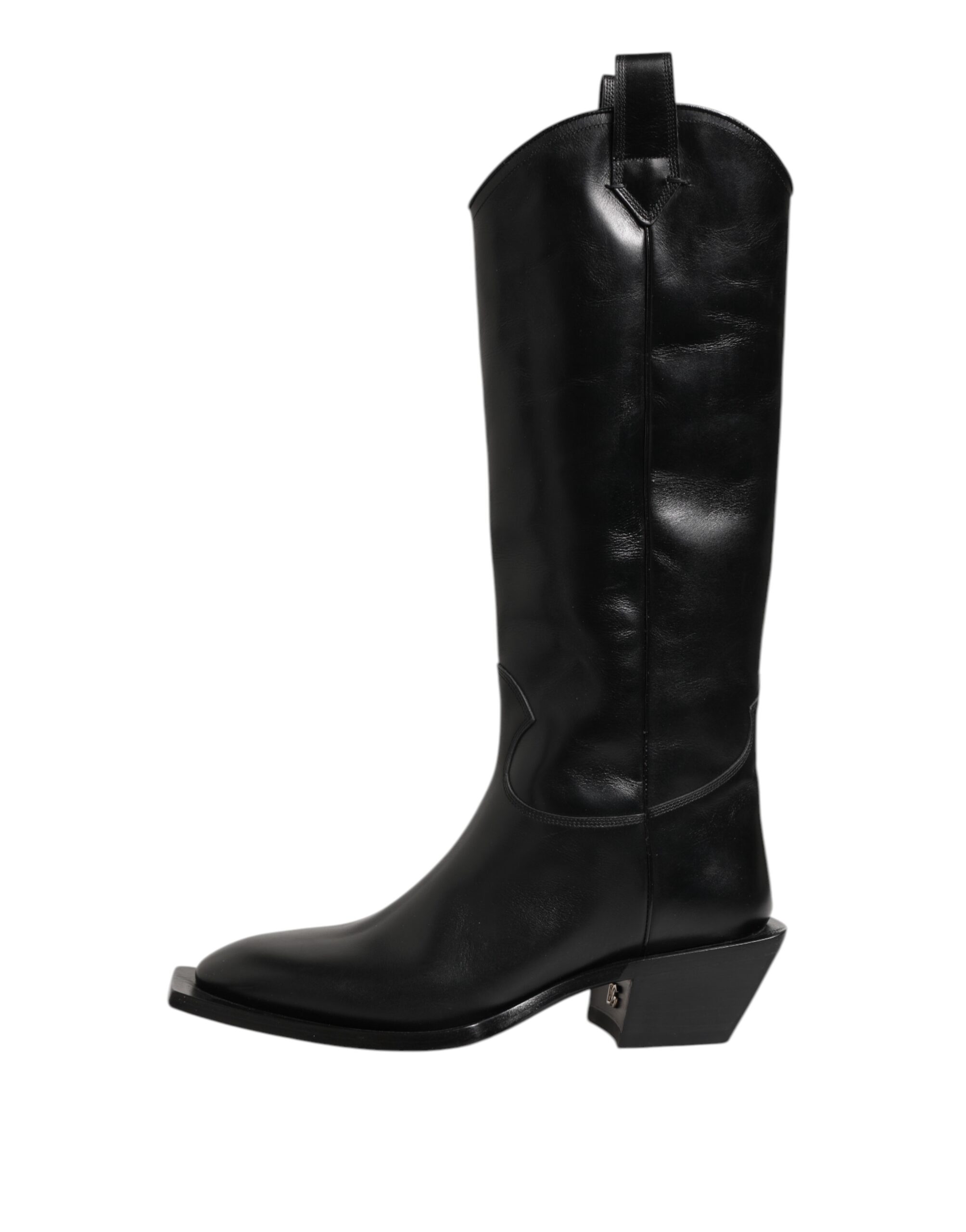 Dolce & Gabbana Black Leather Over The Calf Biker Boots Shoes - Image 6