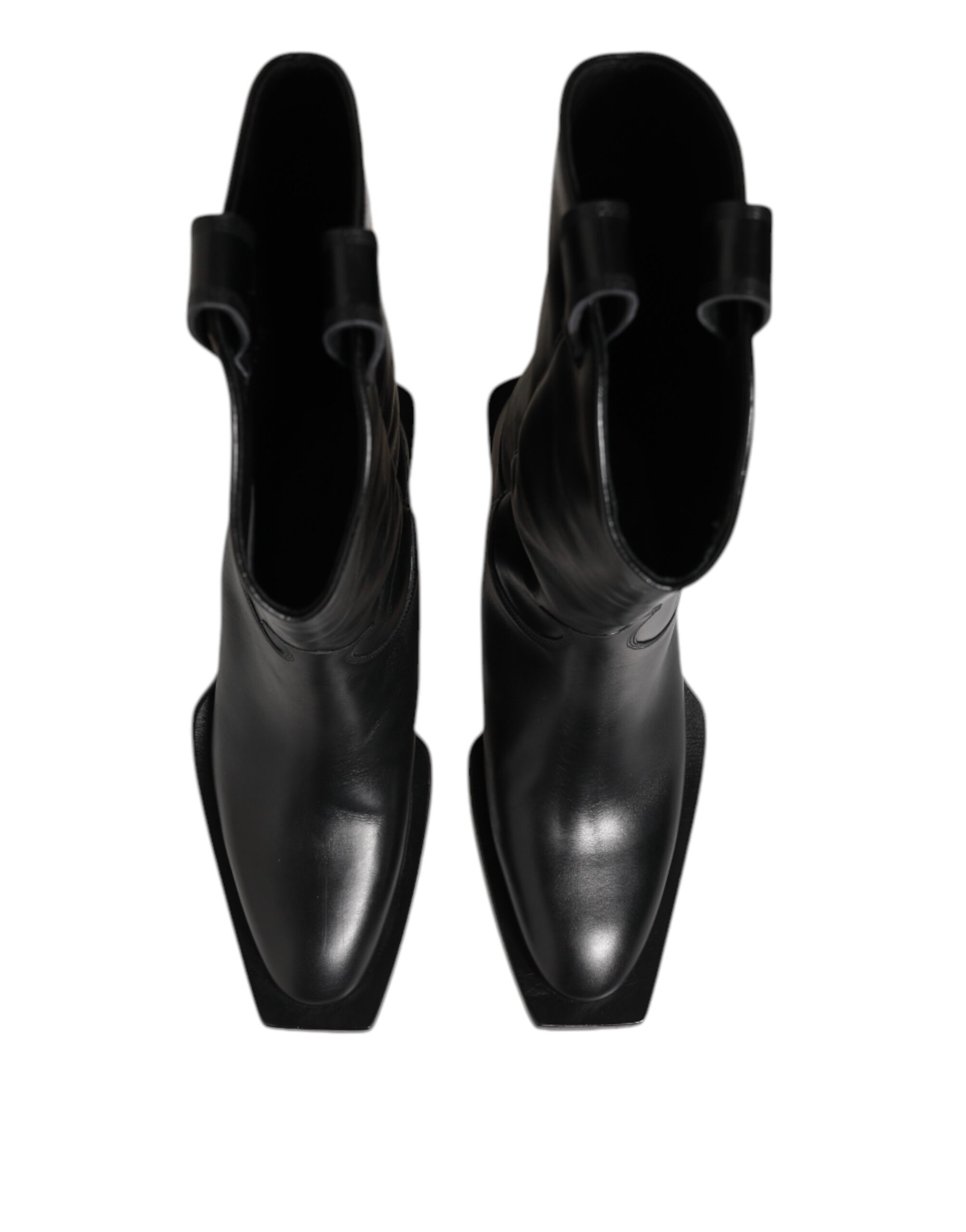 Dolce & Gabbana Black Leather Over The Calf Biker Boots Shoes - Image 8