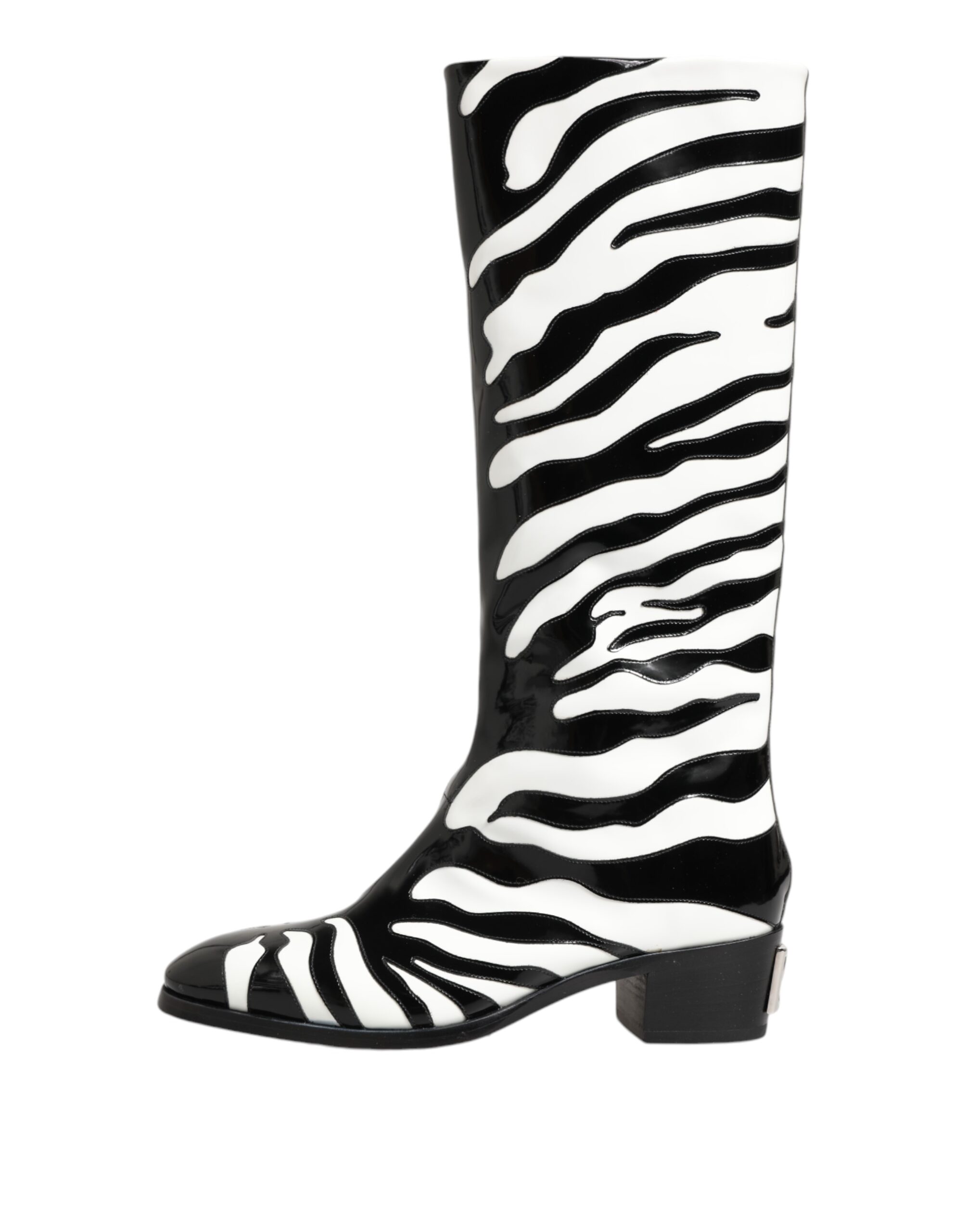 Dolce & Gabbana Black White Zebra Over The Calf Boots Shoes - Image 6