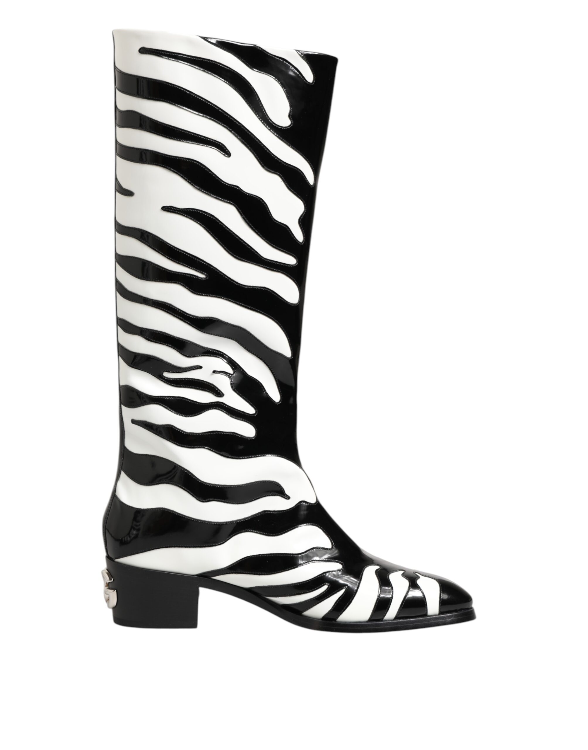 Dolce & Gabbana Black White Zebra Over The Calf Boots Shoes - Image 2