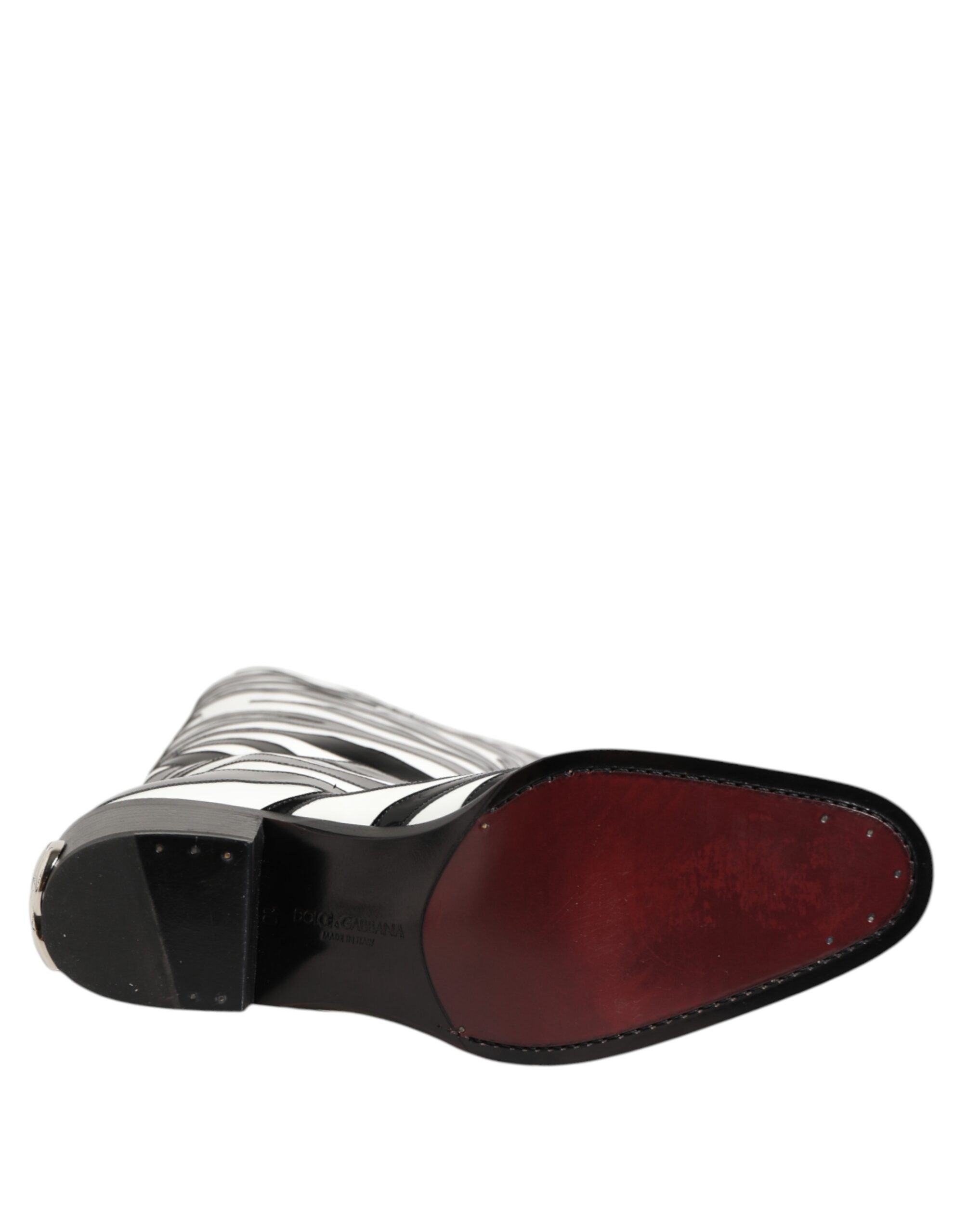 Dolce & Gabbana Black White Zebra Over The Calf Boots Shoes - Image 7