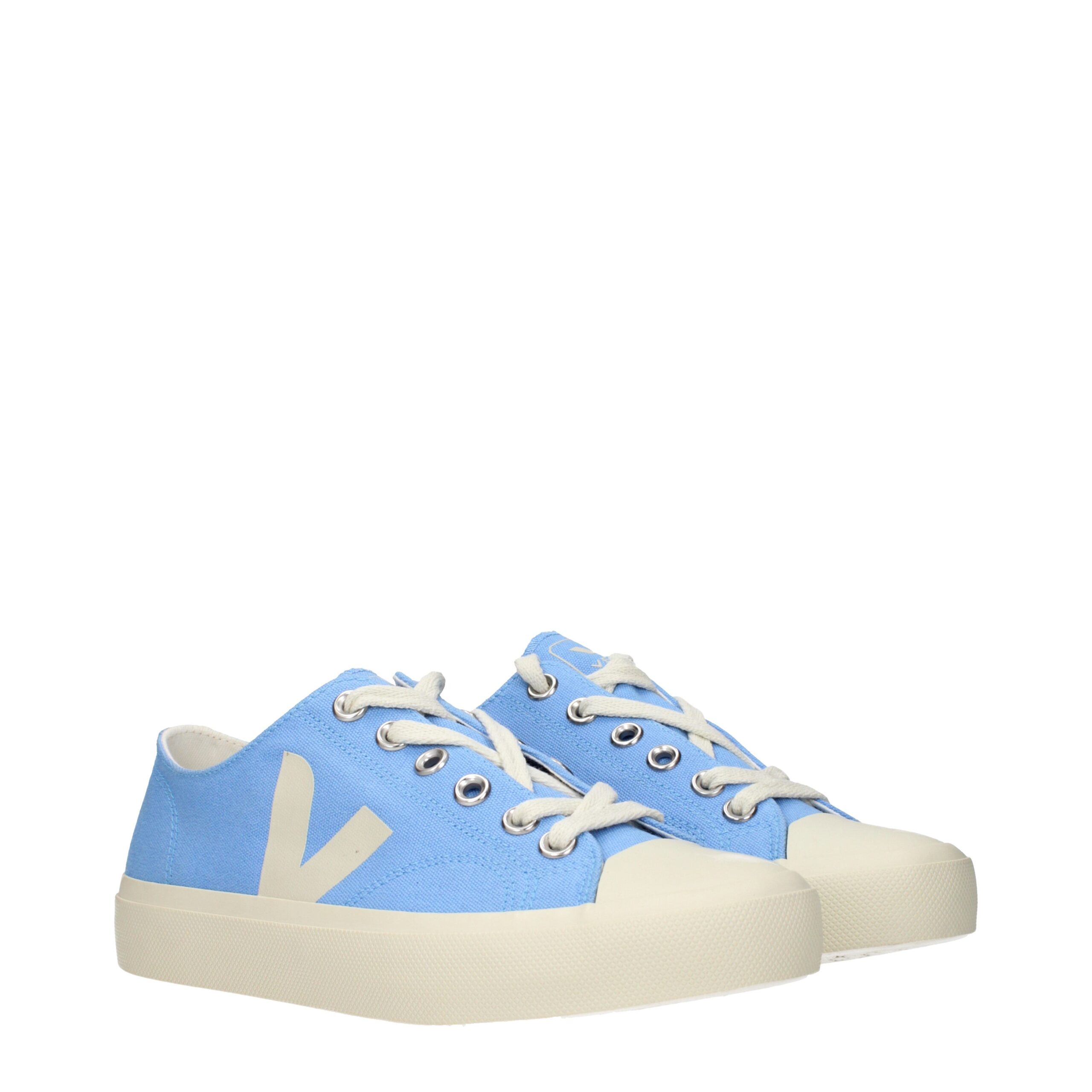 Veja Light Blue Fabric Low Top Sneakers - Image 2