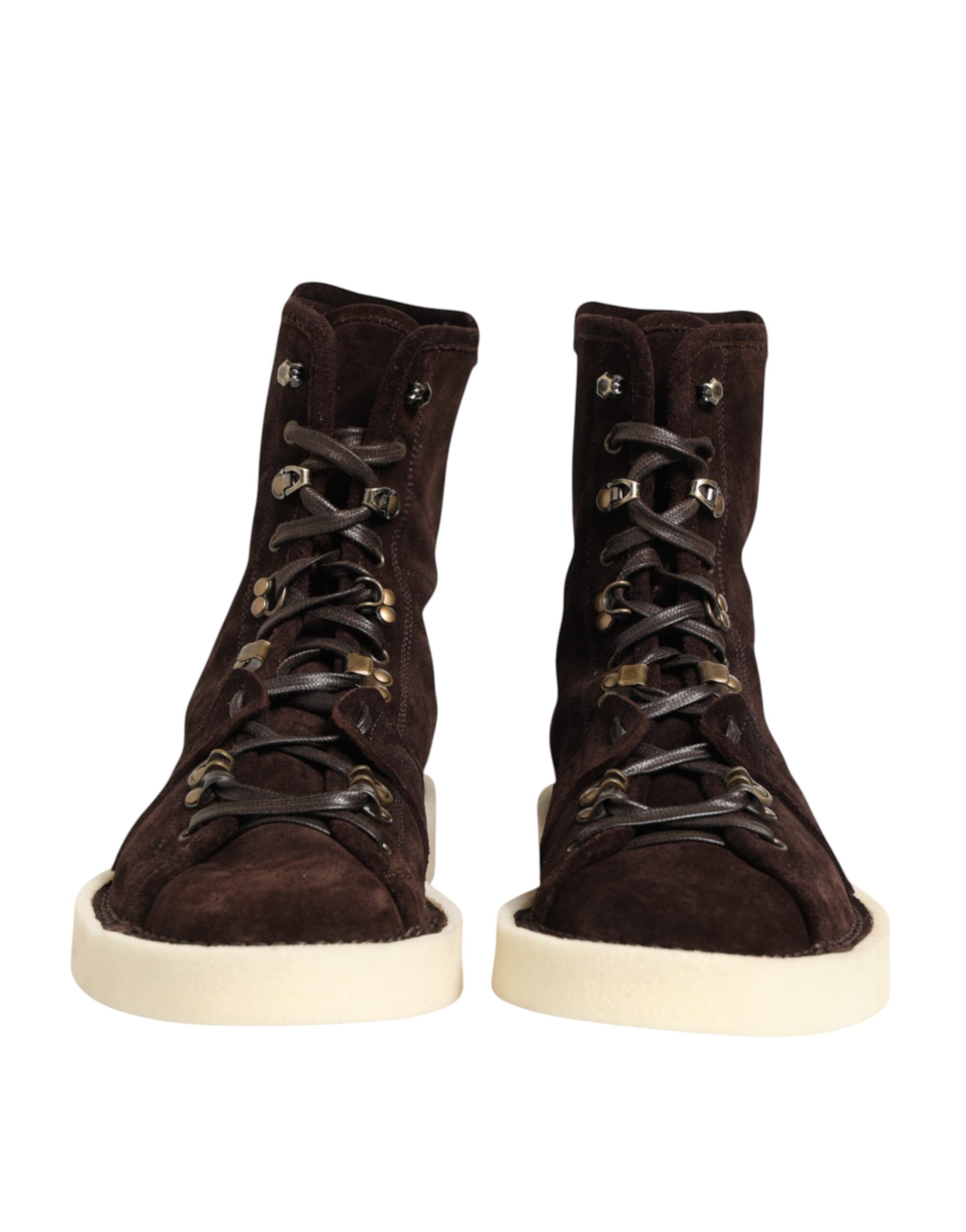 Dolce & Gabbana Brown Suede Lace Up Ankle Short Boots Shoes - Image 3