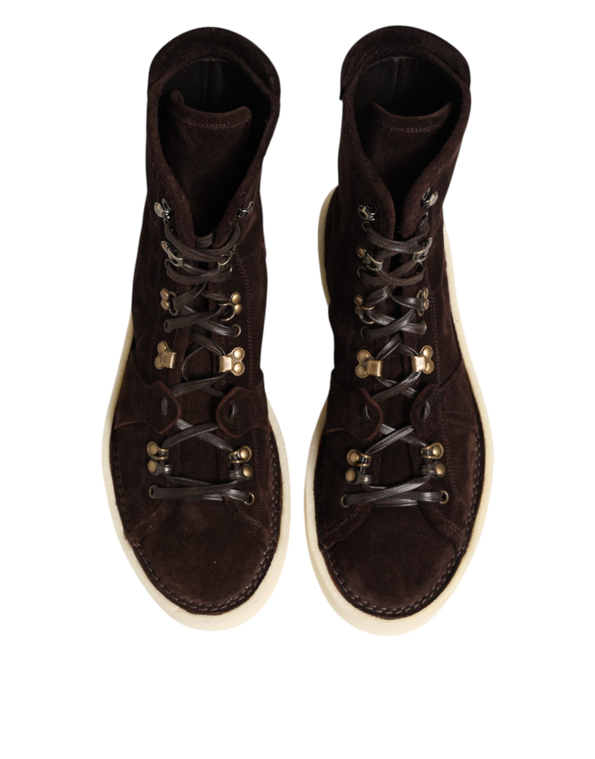 Dolce & Gabbana Brown Suede Lace Up Ankle Short Boots Shoes - Image 4