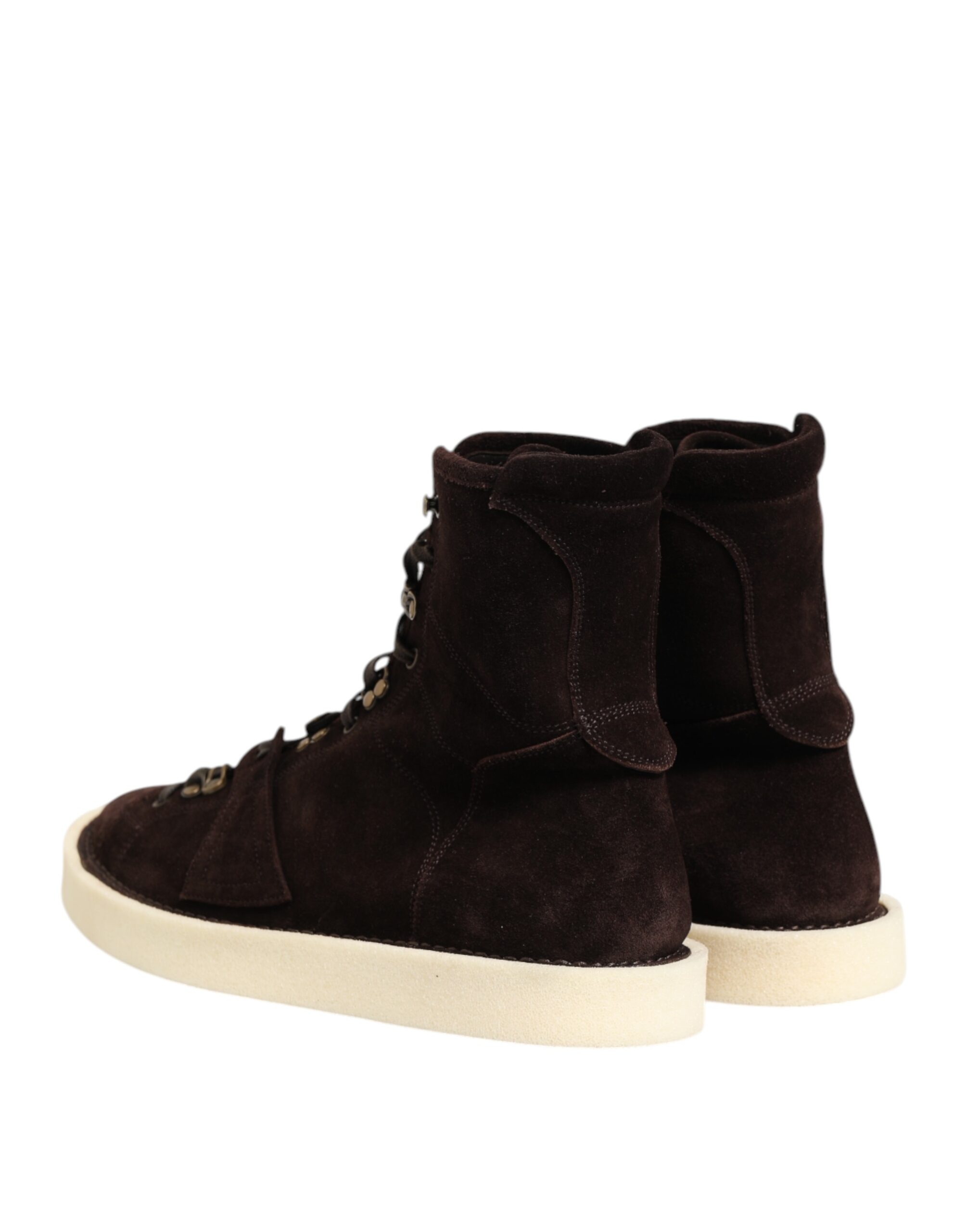 Dolce & Gabbana Brown Suede Lace Up Ankle Short Boots Shoes - Image 6
