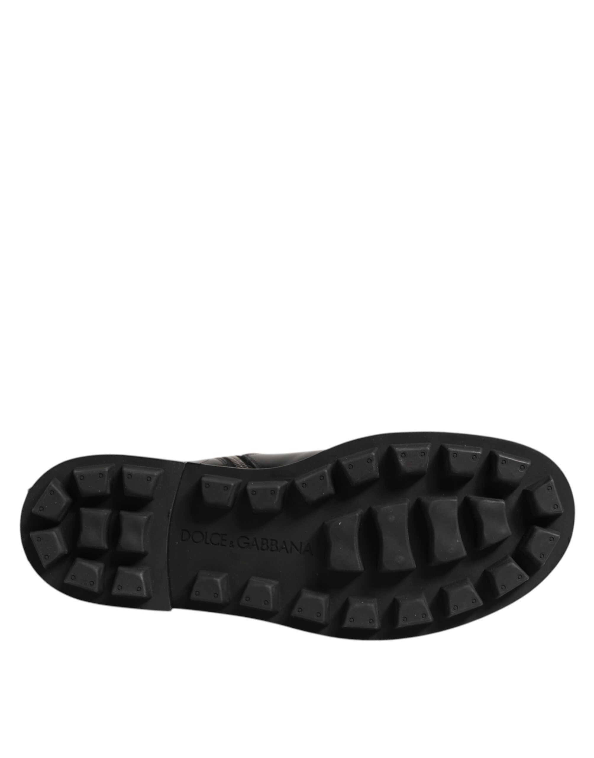 Dolce & Gabbana Black Logo Plaque Mid Calf Biker Boots Shoes - Image 8