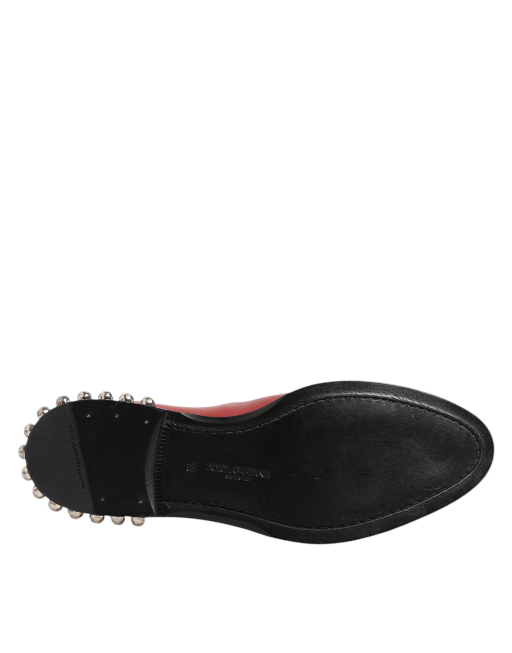 Dolce & Gabbana Red Studded Chelsea Short Ankle Boots Shoes - Image 8