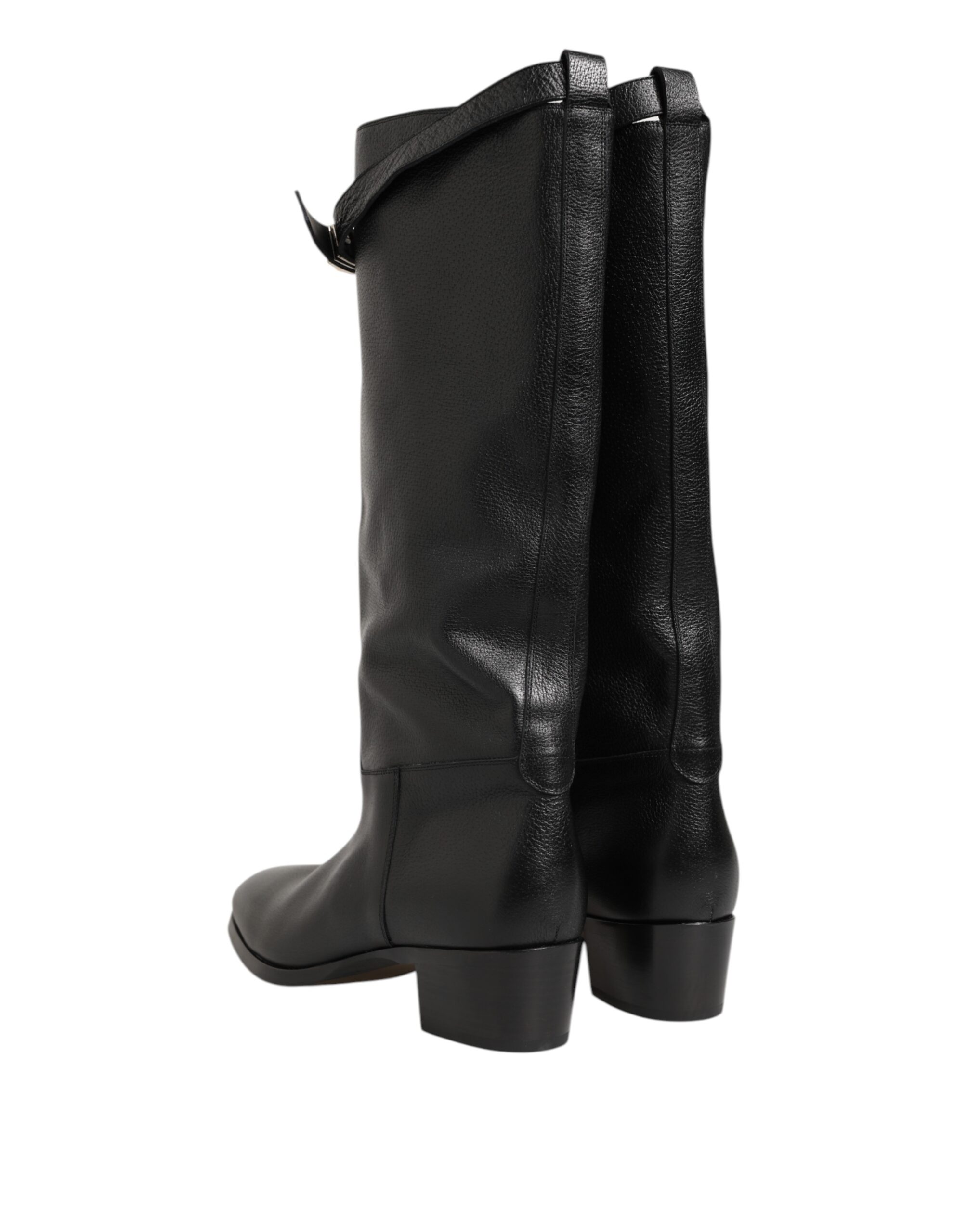 Dolce & Gabbana Black Logo Plaque Over The Calf Boots Shoes - Image 5