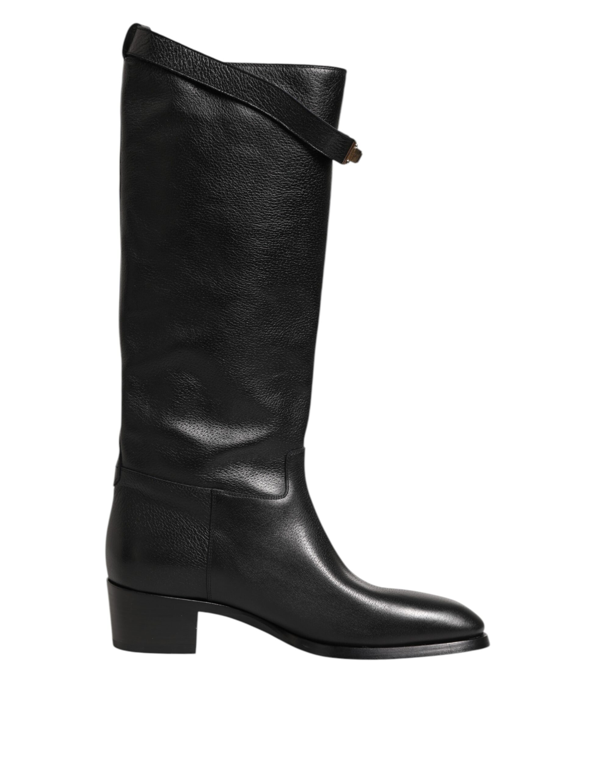 Dolce & Gabbana Black Logo Plaque Over The Calf Boots Shoes - Image 2