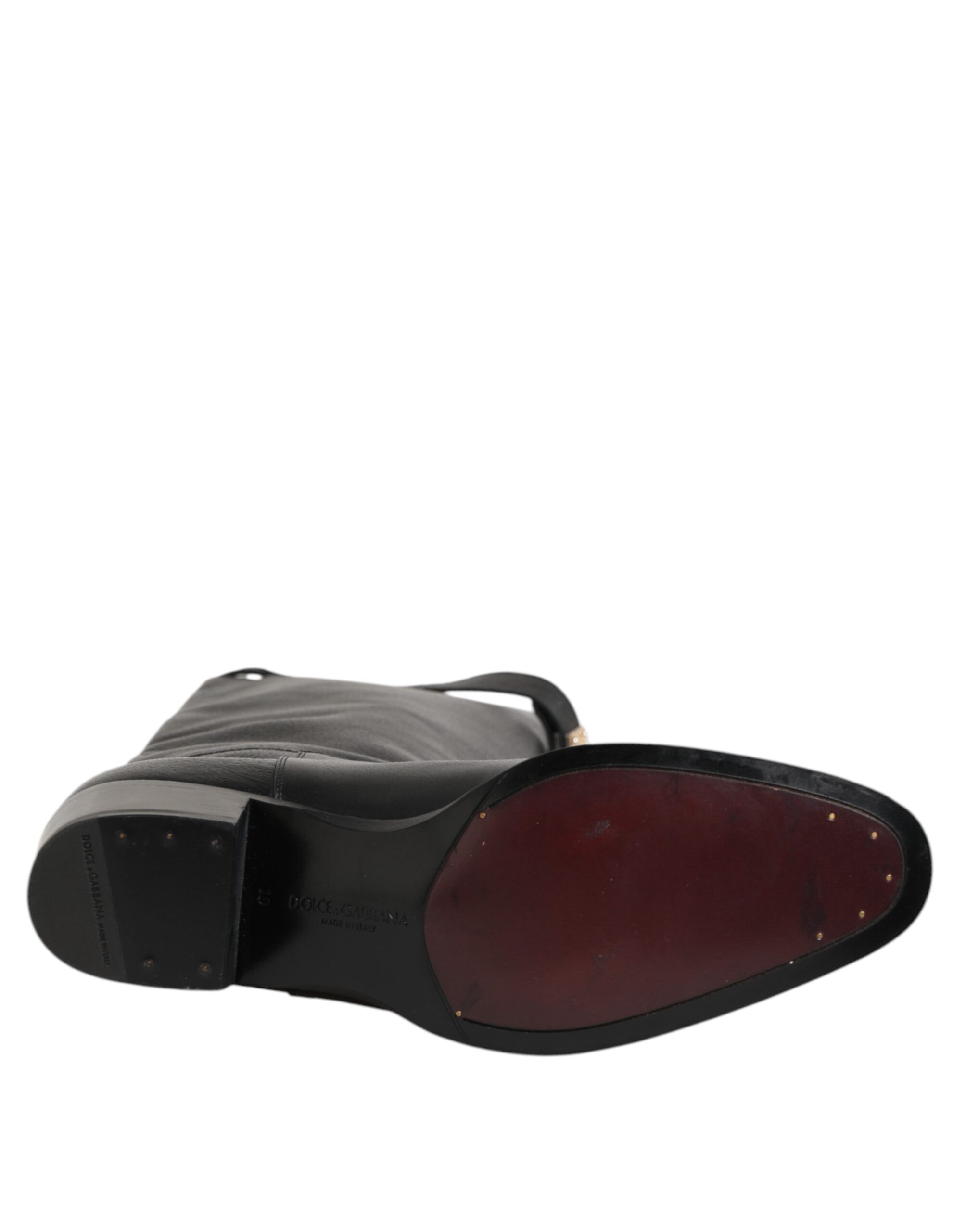 Dolce & Gabbana Black Logo Plaque Over The Calf Boots Shoes - Image 7
