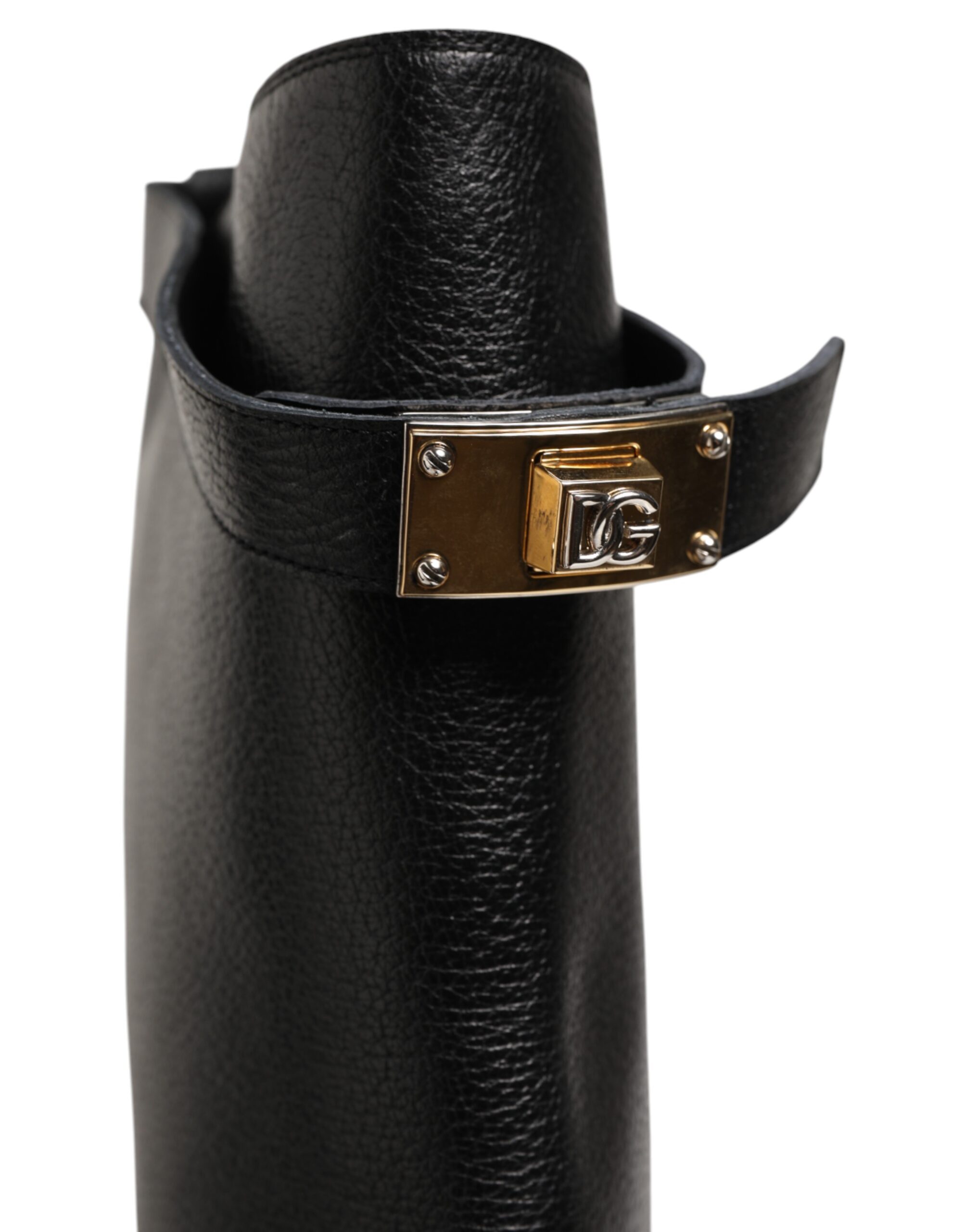 Dolce & Gabbana Black Logo Plaque Over The Calf Boots Shoes - Image 8