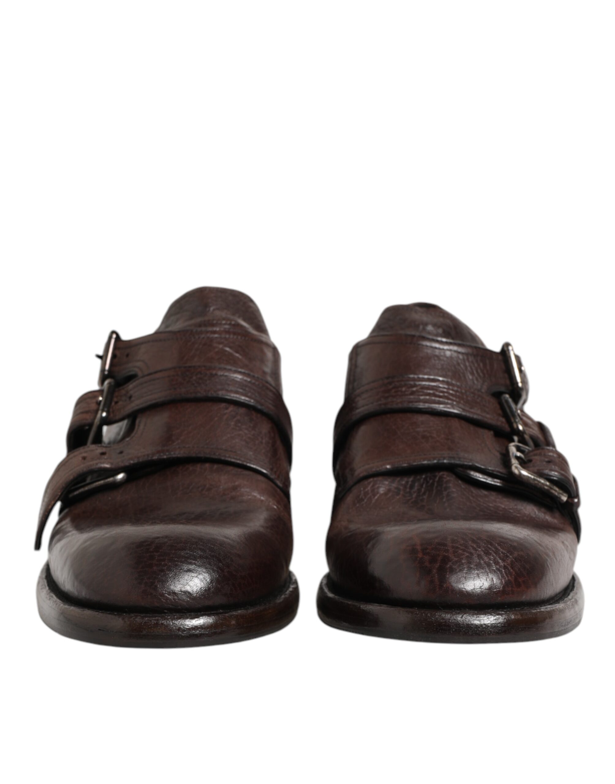Dolce & Gabbana Brown Leather Monk Strap Formal Derby Shoes - Image 3