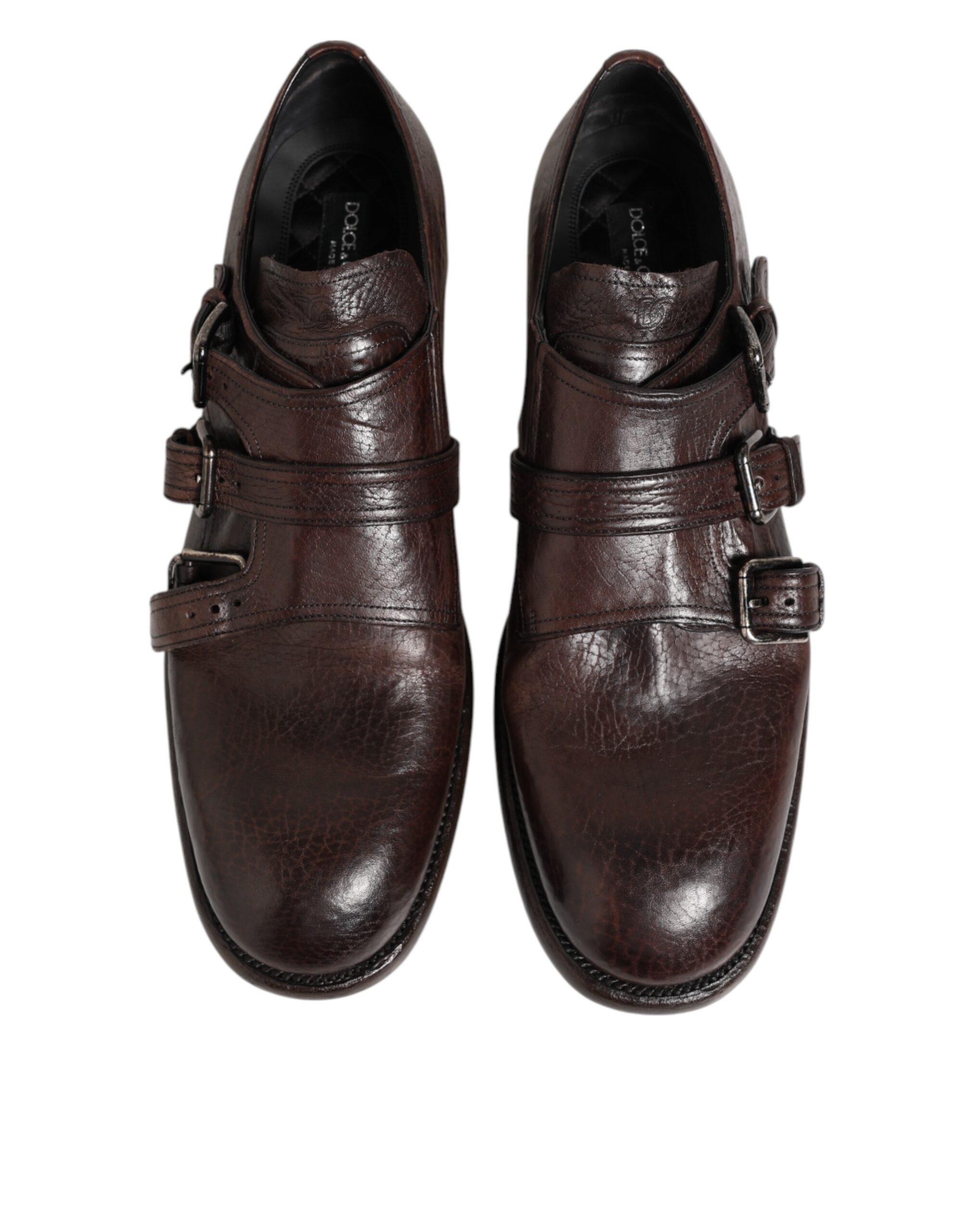 Dolce & Gabbana Brown Leather Monk Strap Formal Derby Shoes - Image 4