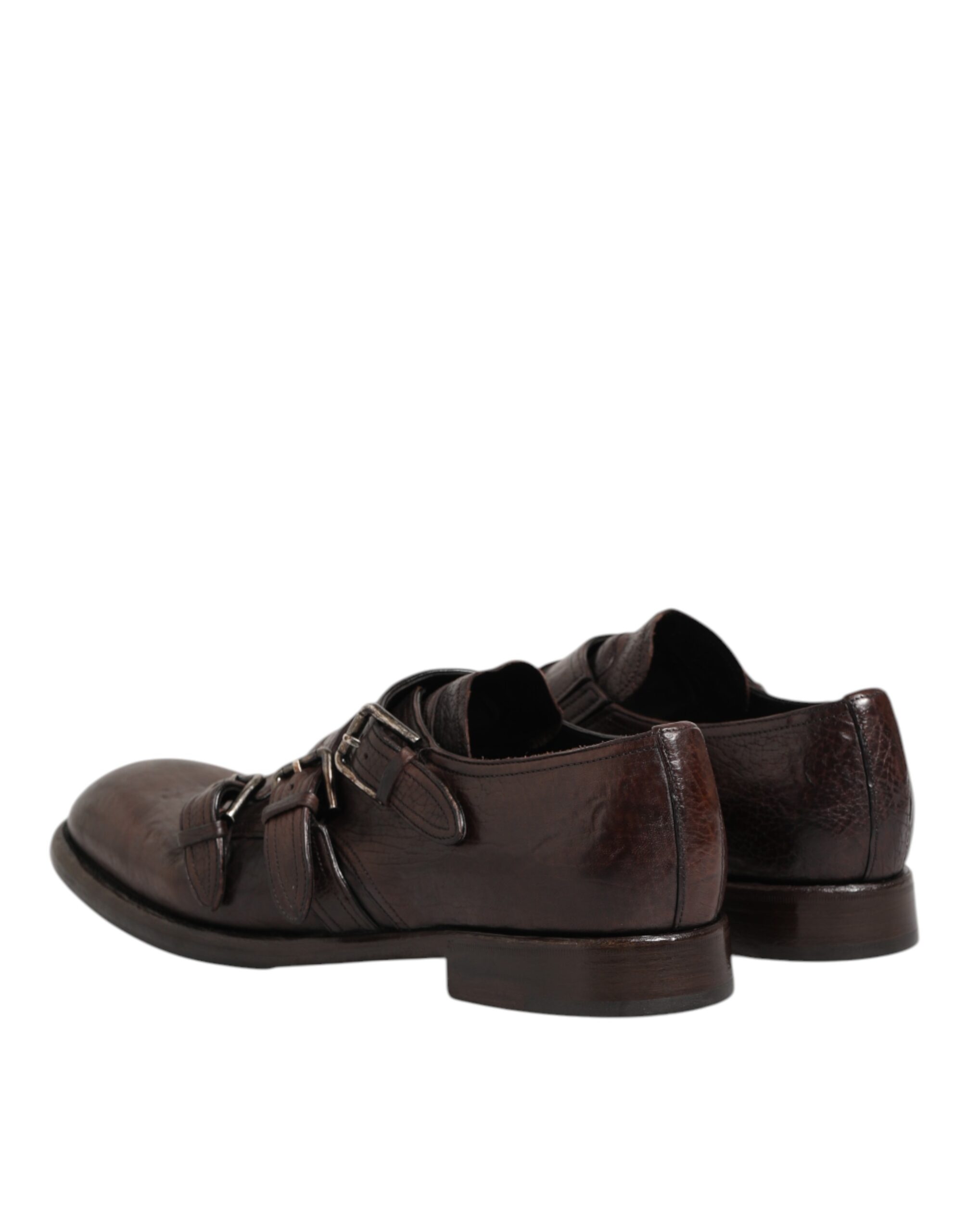 Dolce & Gabbana Brown Leather Monk Strap Formal Derby Shoes - Image 6