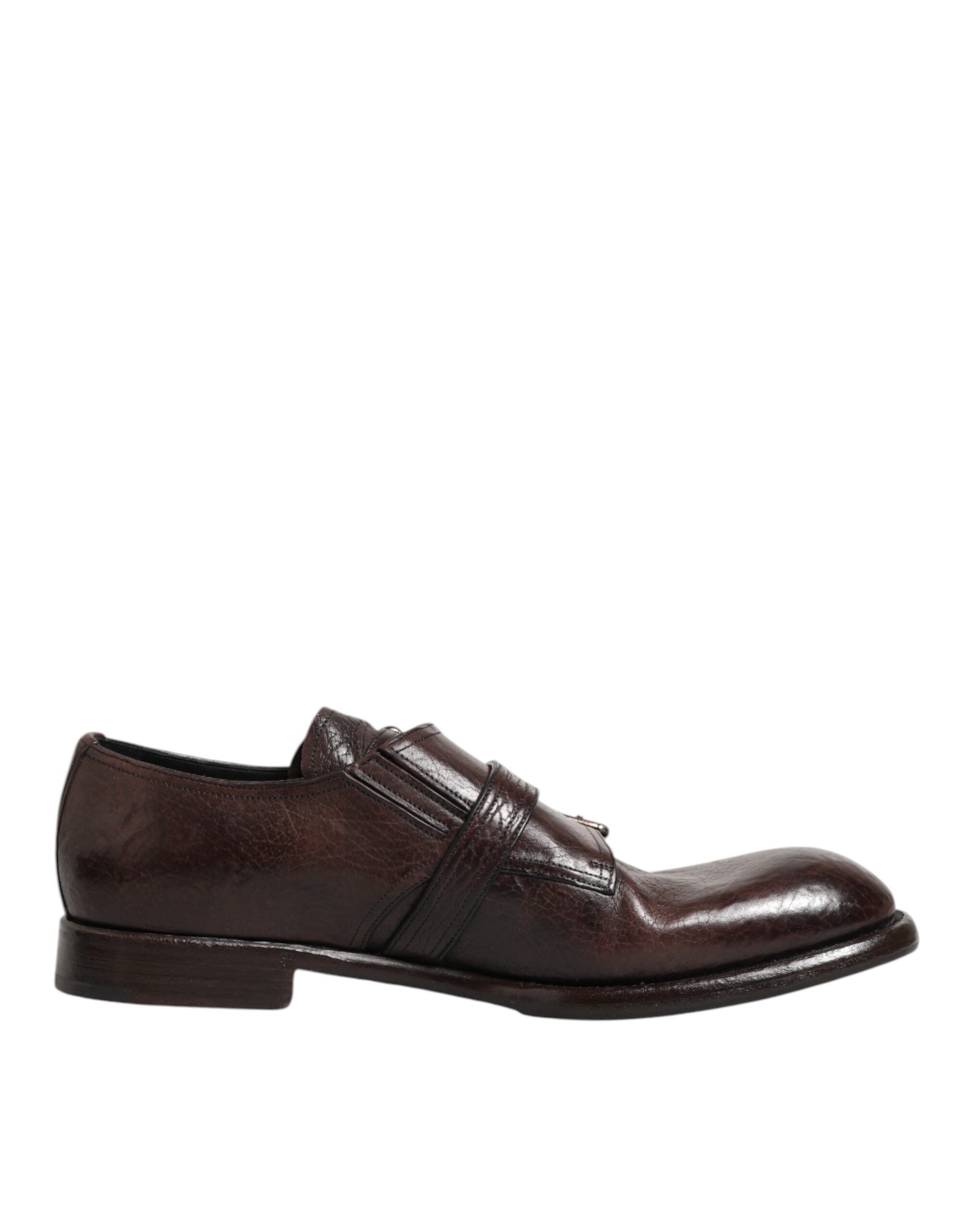 Dolce & Gabbana Brown Leather Monk Strap Formal Derby Shoes - Image 2