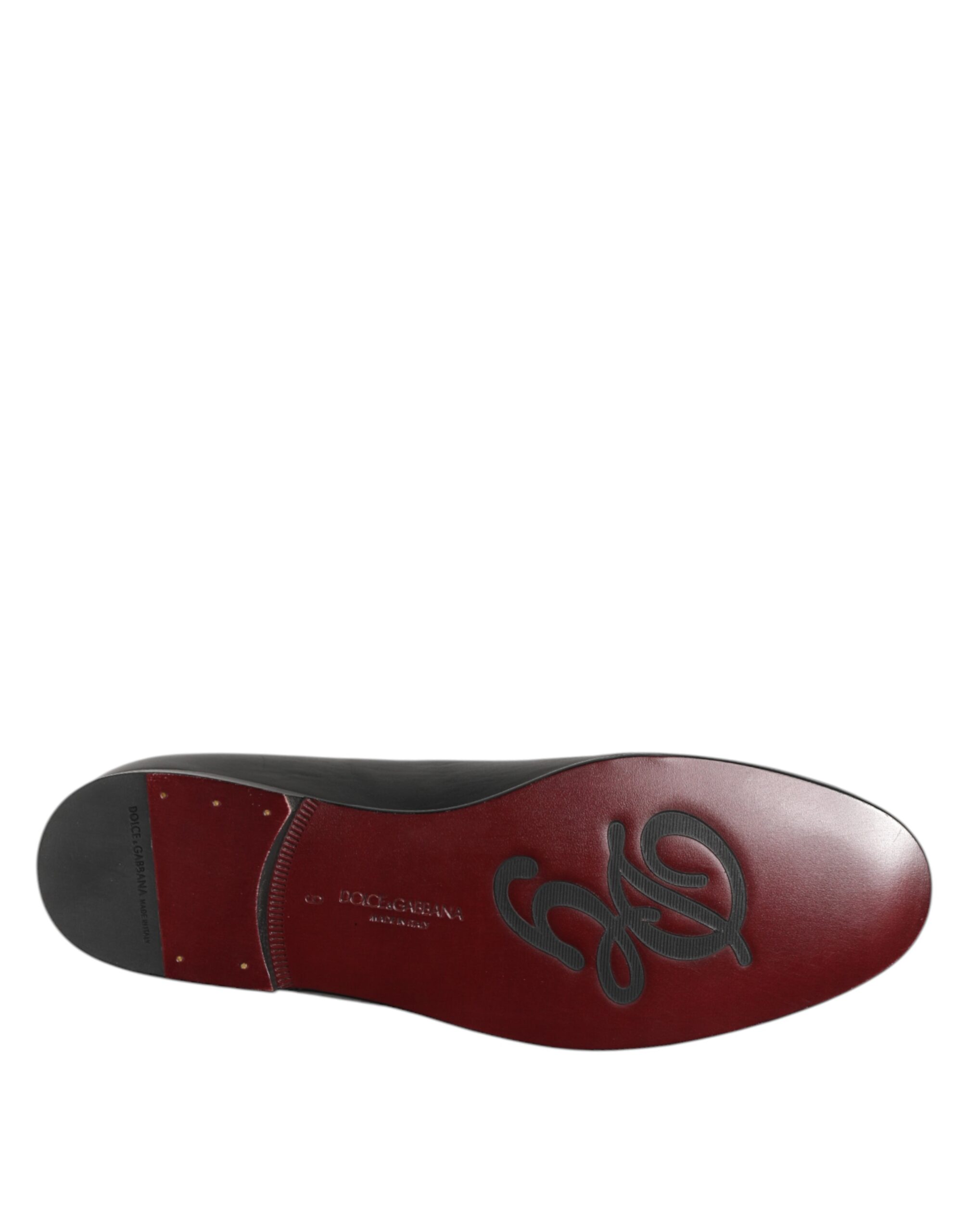 Dolce & Gabbana Black DG Angel Leather Slip On Loafers Shoes - Image 8