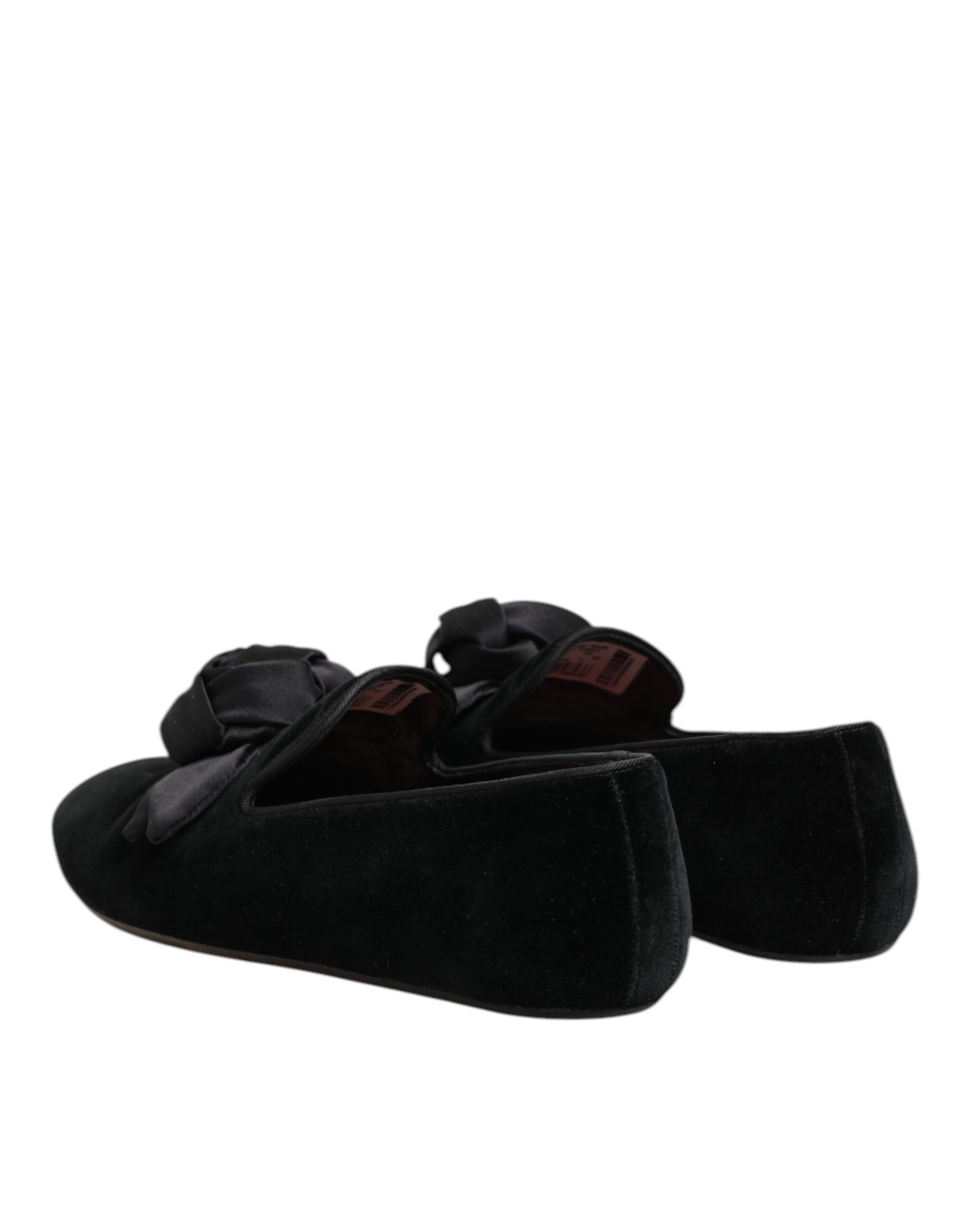 Dolce & Gabbana Black Suede Cotton Rose Slip On Loafers Shoes - Image 5