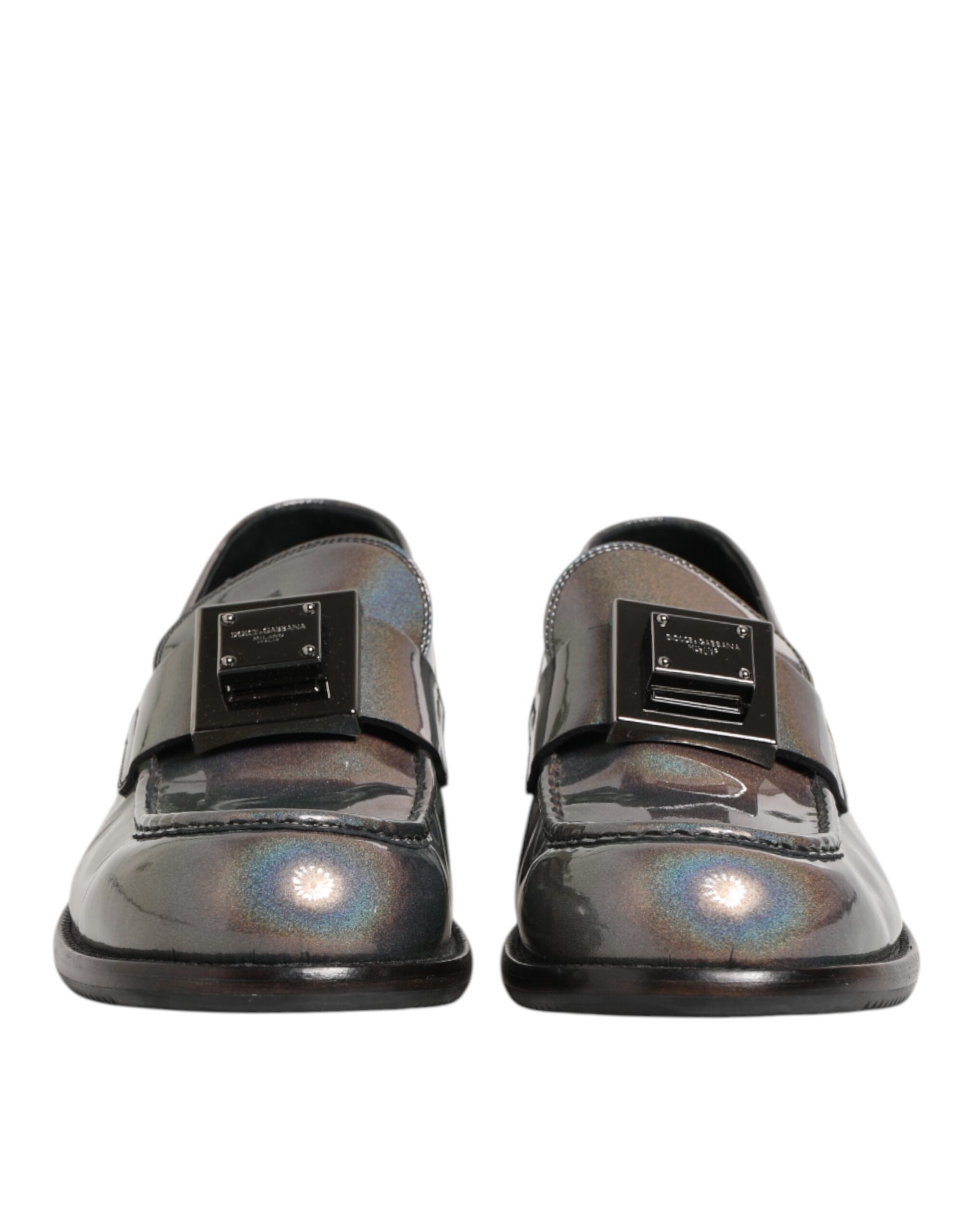 Dolce & Gabbana Metallic Silver Logo Slip On Men Dress Shoes - Image 2
