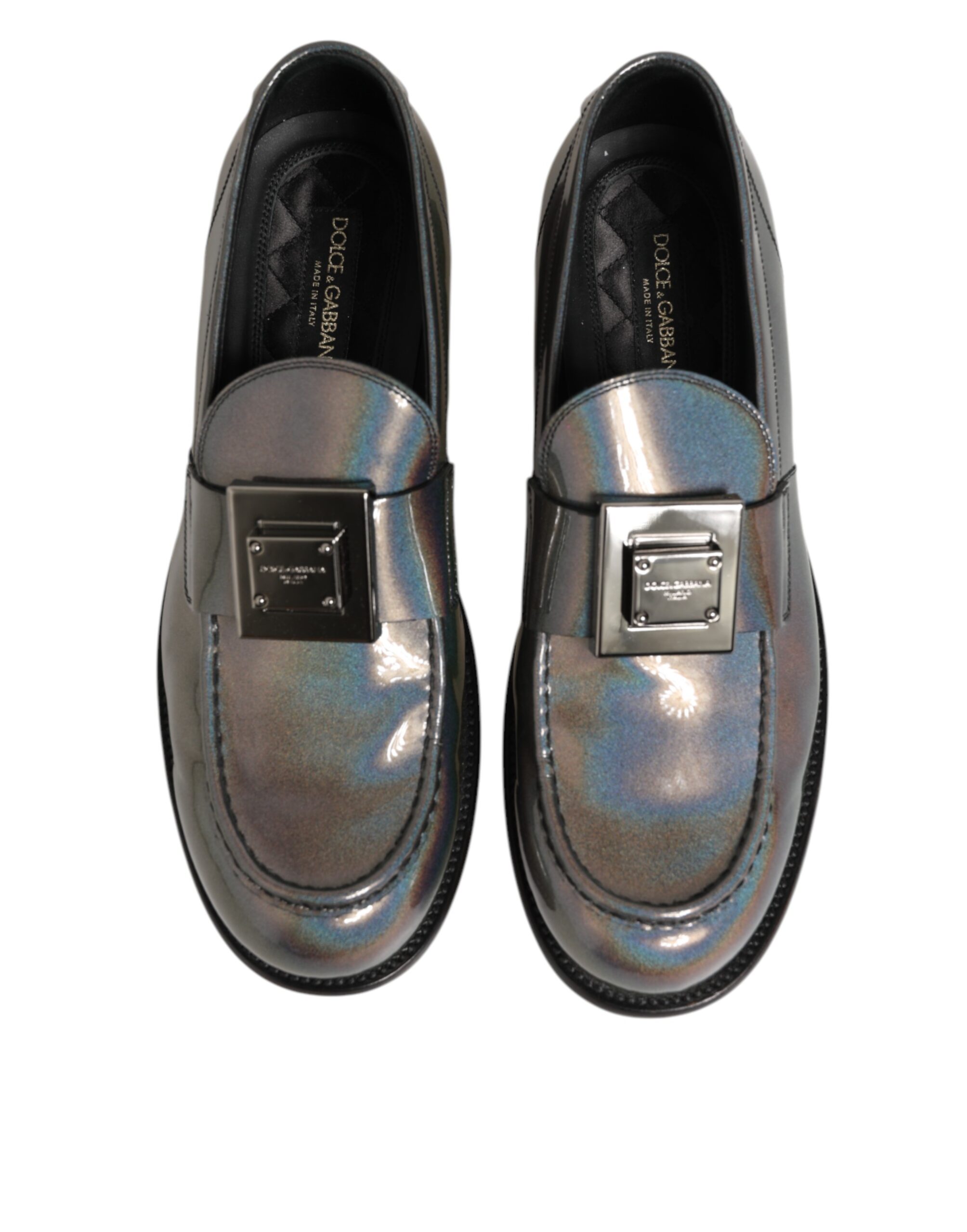 Dolce & Gabbana Metallic Silver Logo Slip On Men Dress Shoes - Image 3